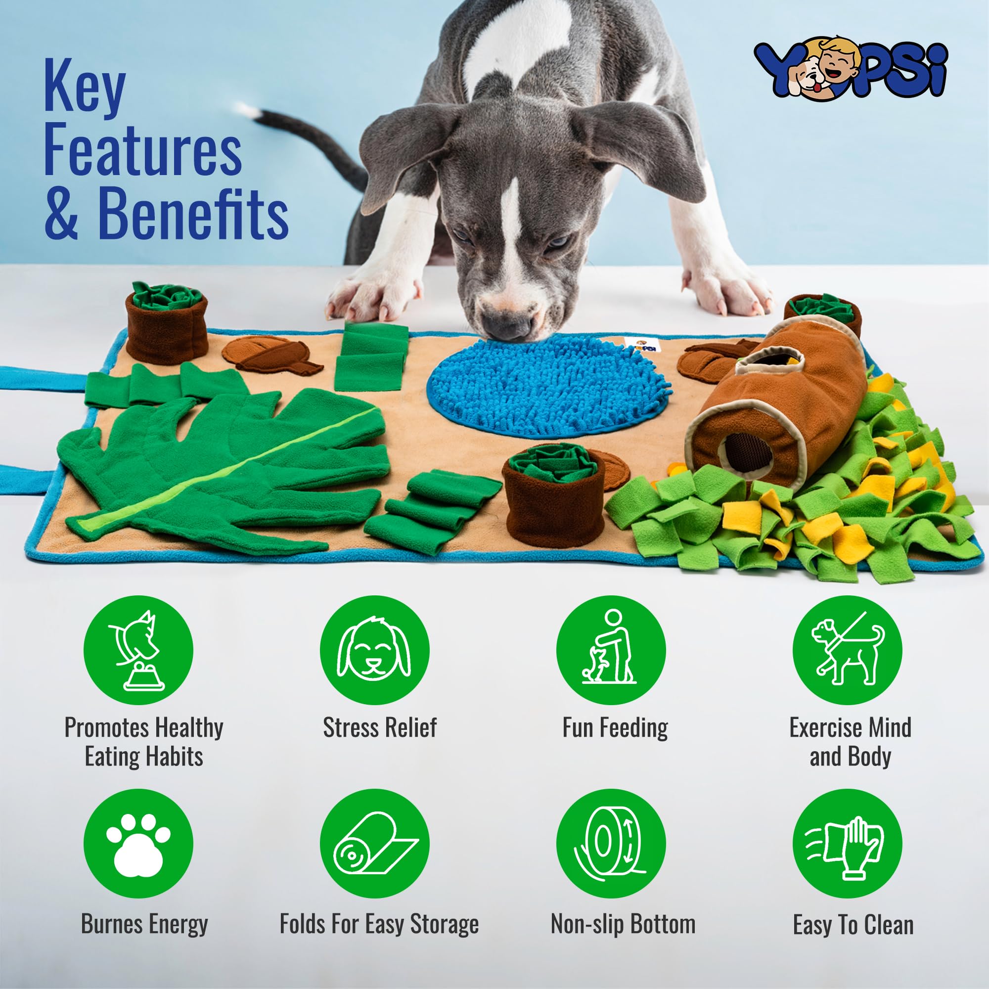 YOPSI Snuffle Mat for Large Dogs 39.4''x23.6'' - Interactive Mental Stimulation Toy - Multicolor Enrichment for Boredom Relief