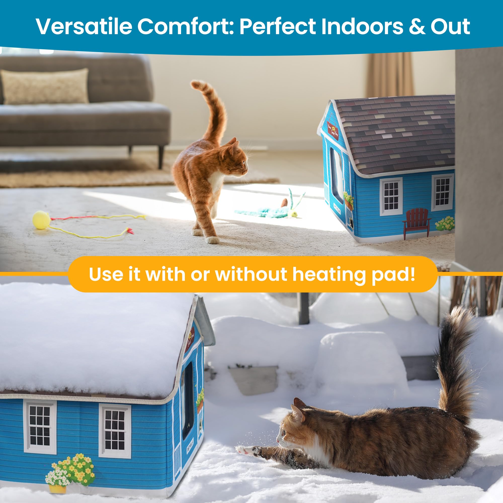 Heated Cat House for Outside - Heated Outdoor Cat House Weatherproof - Cat Houses for Outdoor Cats - Outdoor Heated Cat House -