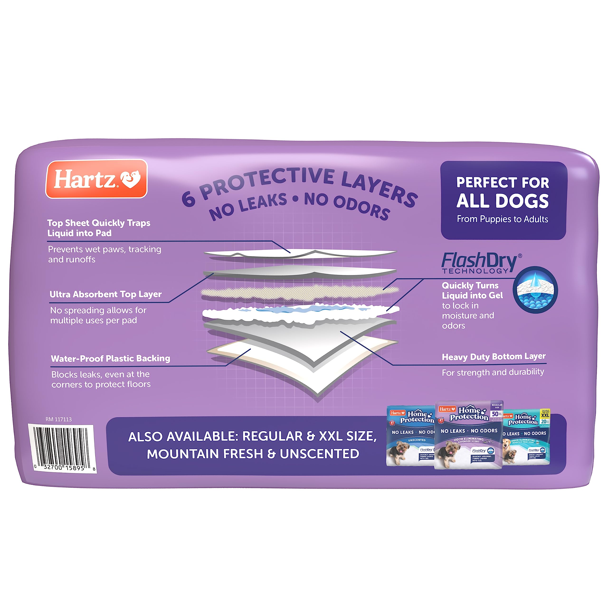 Hartz Home Protection Lavender Scented Dog Pads, 3Xl 30 Count, Super Absorbent & Won'T Leak, Odor Eliminating