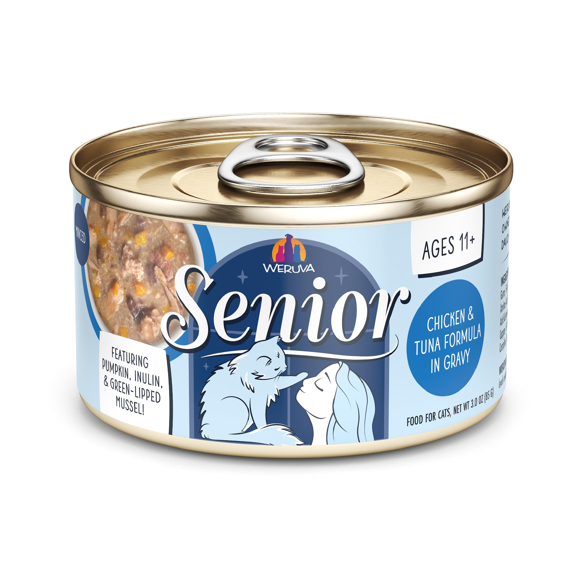 Weruva Senior Cat Food, Chicken and Tuna in Gravy, 3oz Can, Pack of 12