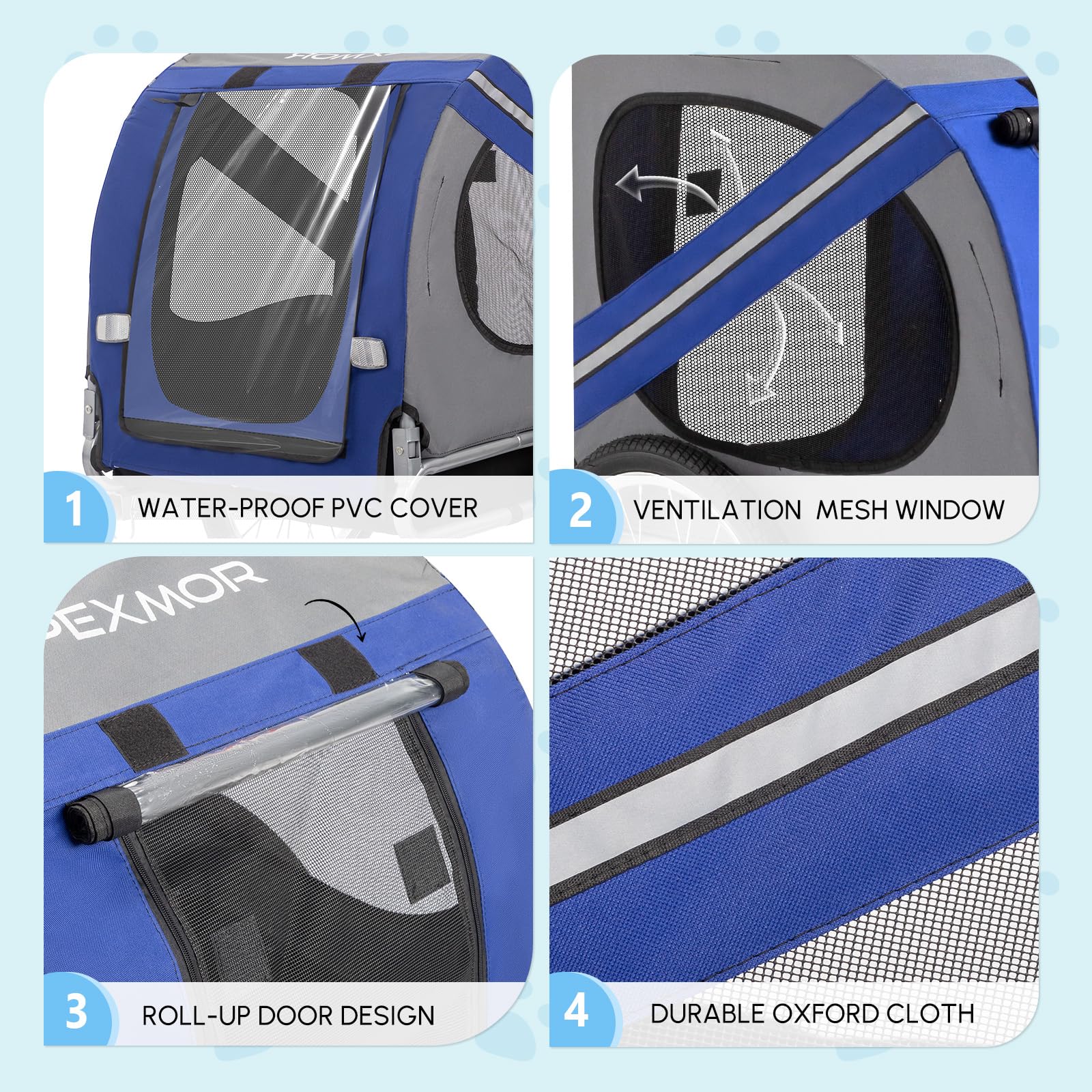 Pexmor Dog Bike Trailer, Folding Pet Dog Trailer Cart For Bicycle, Bike Cargo Wagon Carrier W/Universal Hitch & 20'' Wheel (Deep