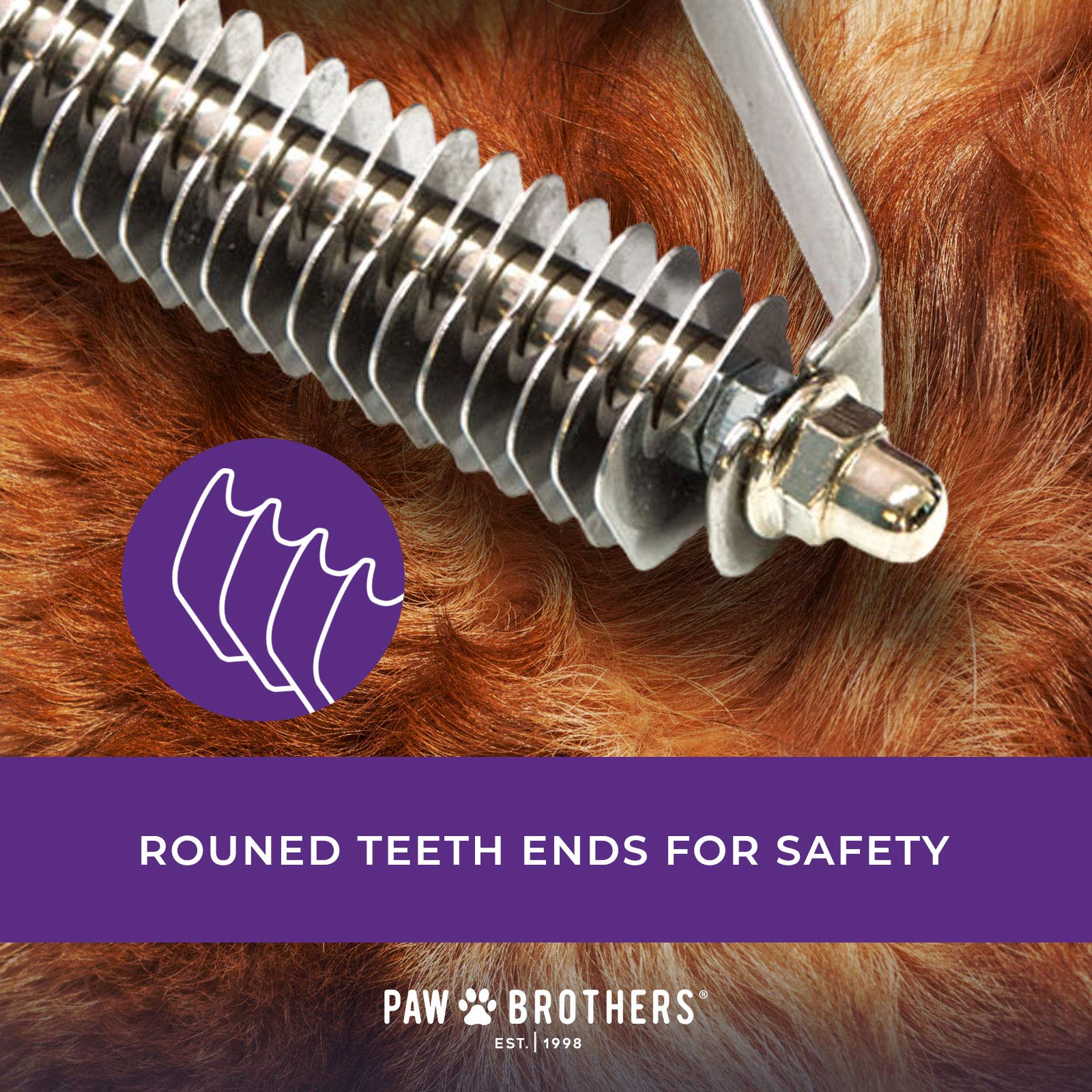 Ryan'S Pet Supplies Paw Brothers 20 Blade Medium Double Widedematting Undercoat Rake For Dogs And Cats, Professional Grade, Dog Shedding Brush, Stainless Steel Blades, Rounded Gentle Teeth