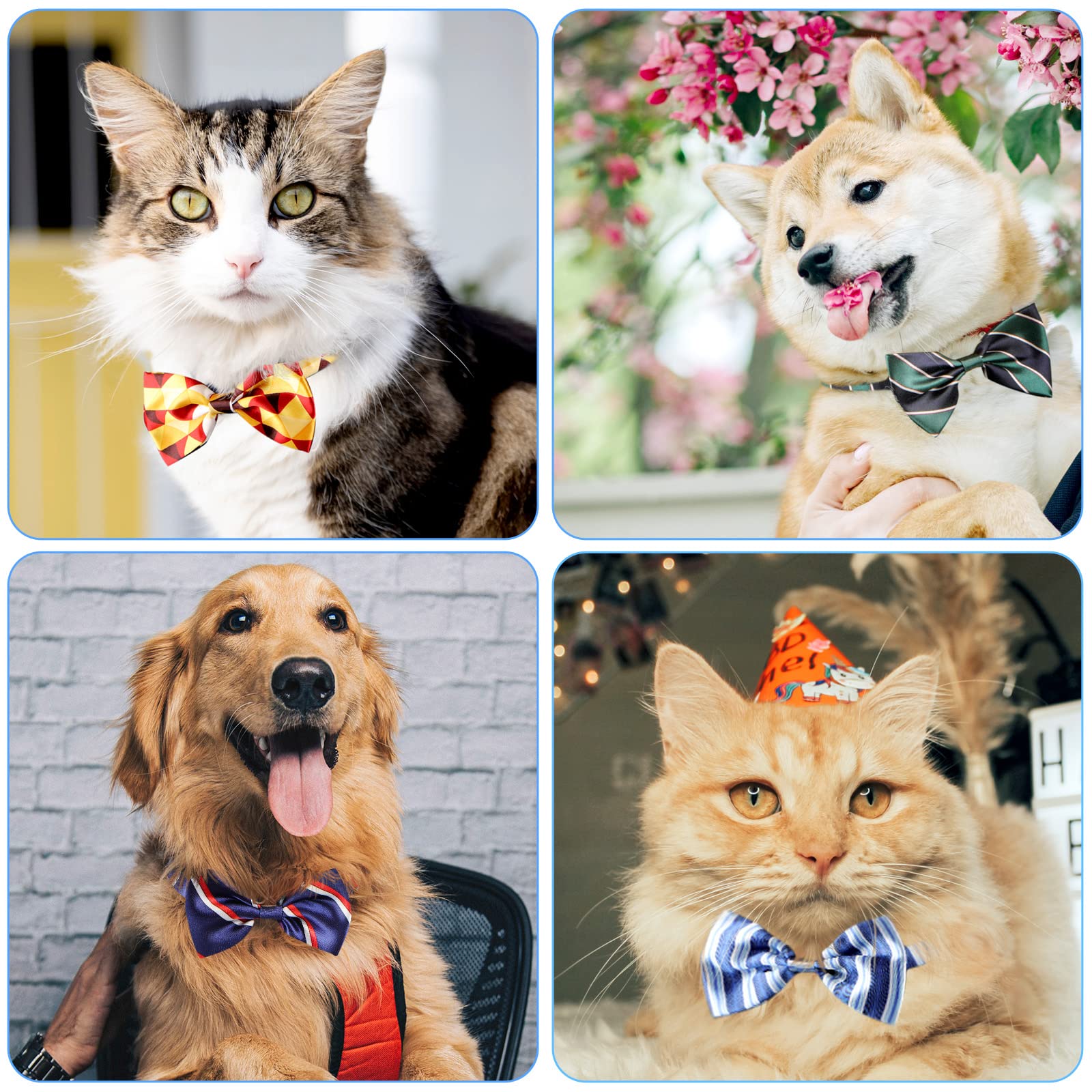 Segarty Dog Bow Ties, 6 PCS Pet Neck Bows, Bulk Pet Bowties with Adjustable Collar, Grooming Bowknot for Holiday Birthday Valent