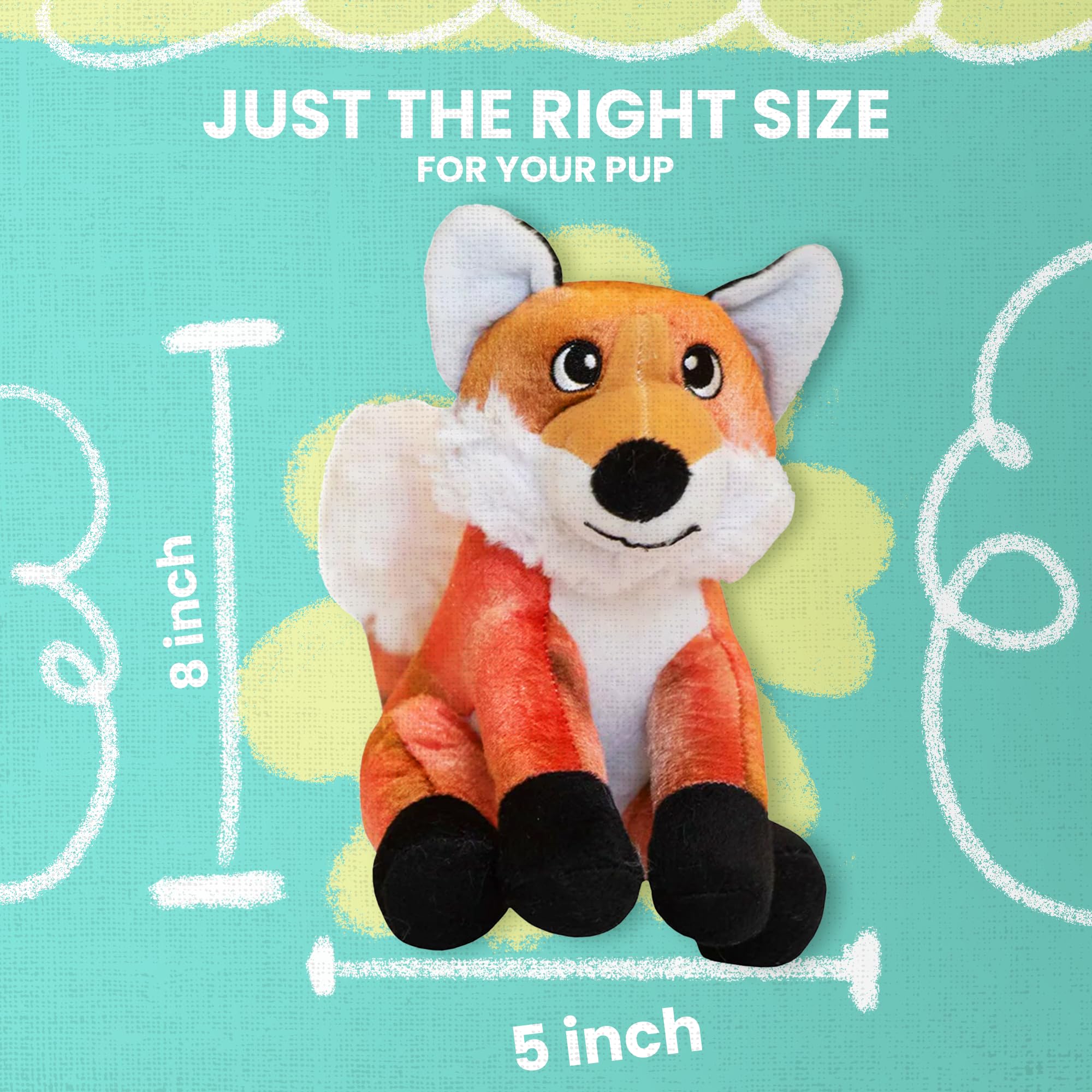 Snugarooz Fitz The Fox Dog Toy With Repair Patch – Soft & Durable Plush - Crinkle & Squeaker – Perfect For Small To Medium Dogs - Fun Play & Cuddles