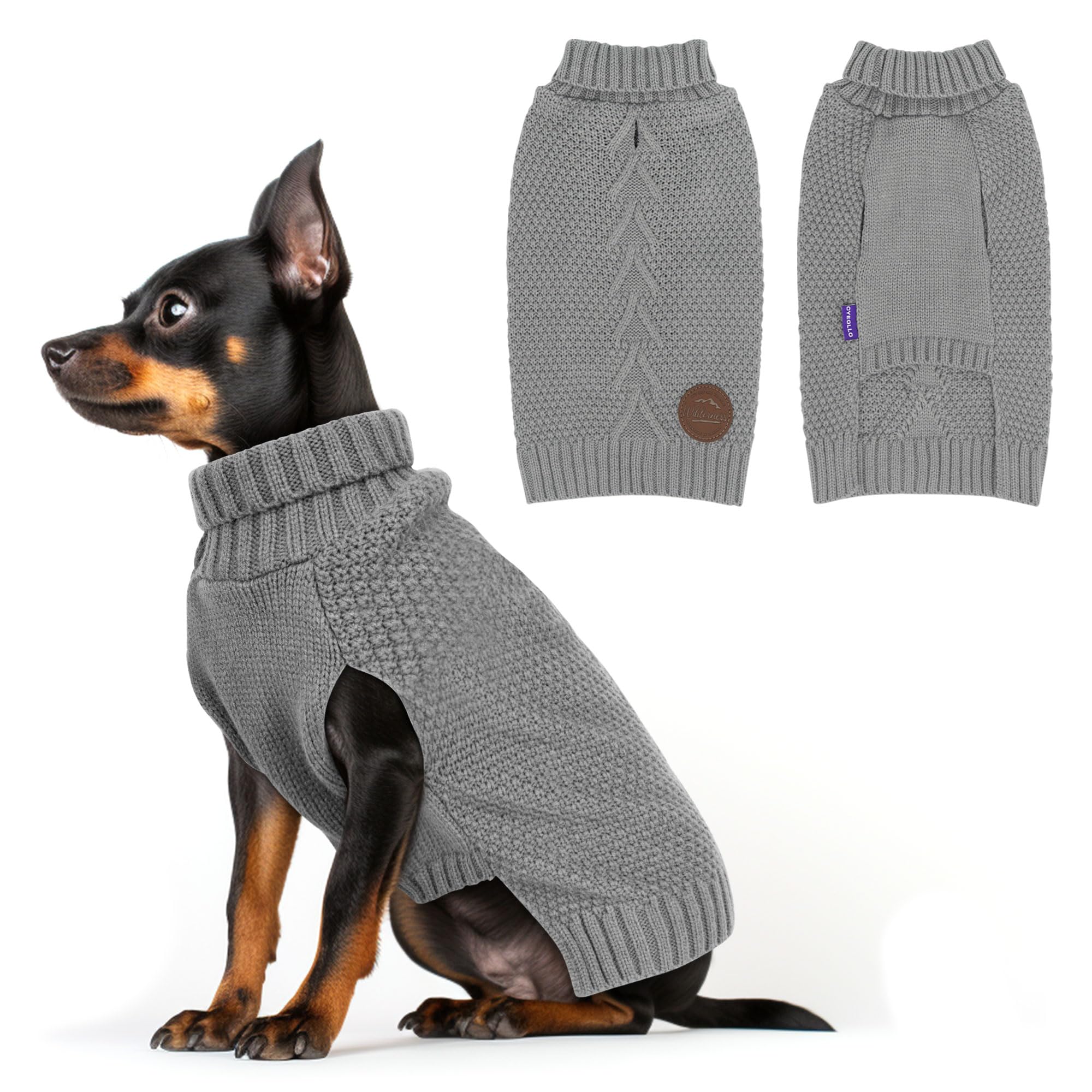 Cyeollo Small Dog Sweater With Leash Hole Turtleneck Knitted Sweaters Winter Dog Clothes Sweaters For Small Dogs S