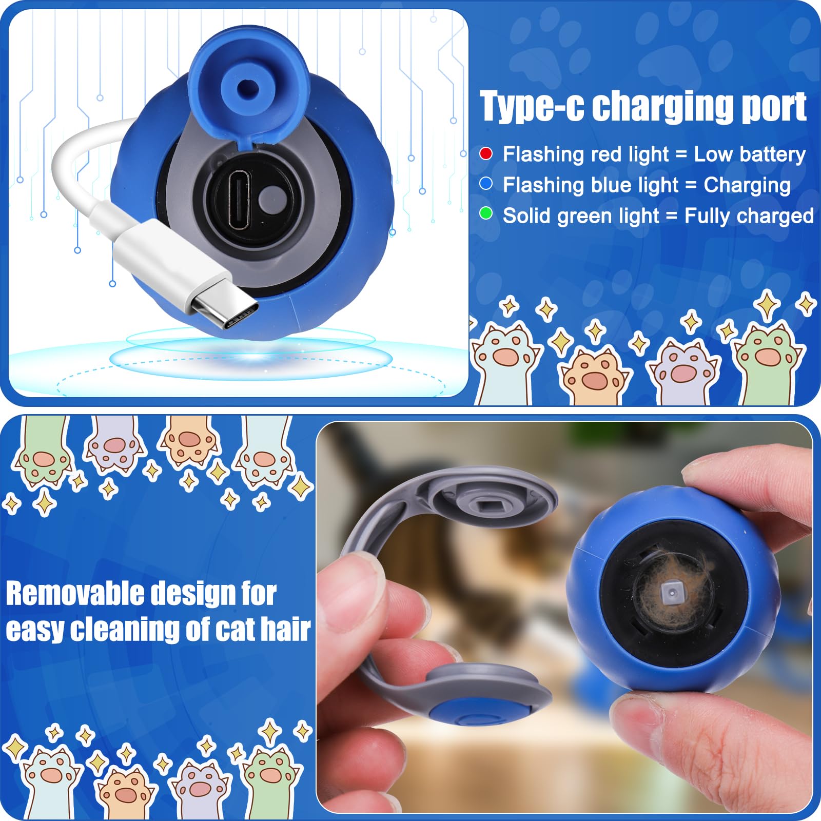 Aiersa Interactive Automatic Cat Toys For Indoor Adult Cats,Self Play Speed Tail Toy With 3 Tails And 4 Springs (Blue)