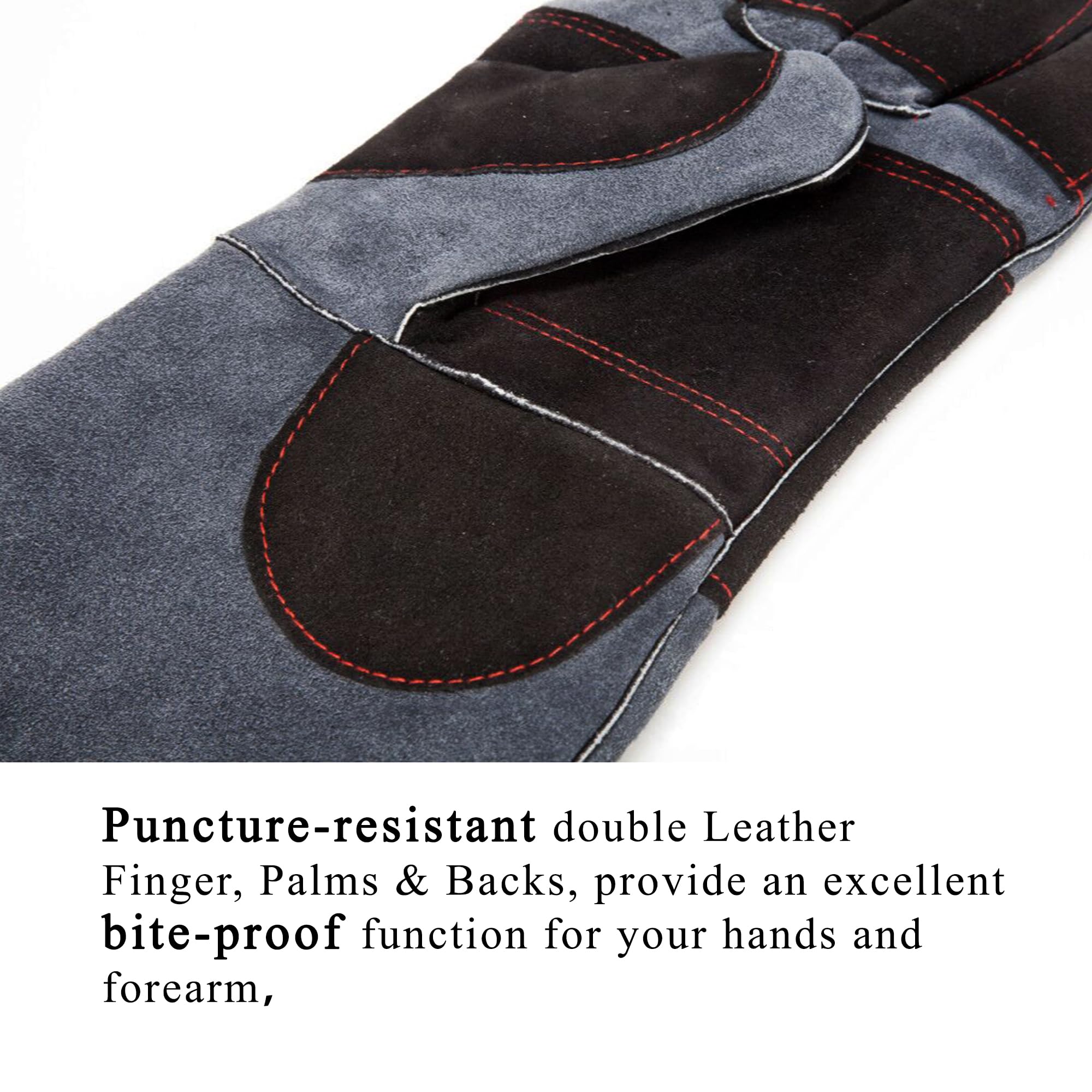 RAPICCA Animal Handling Gloves Bite Proof Double Leather Reinforced Padding Dog,Cat Scratch,Bird Handling Falconry Gloves Grabbi
