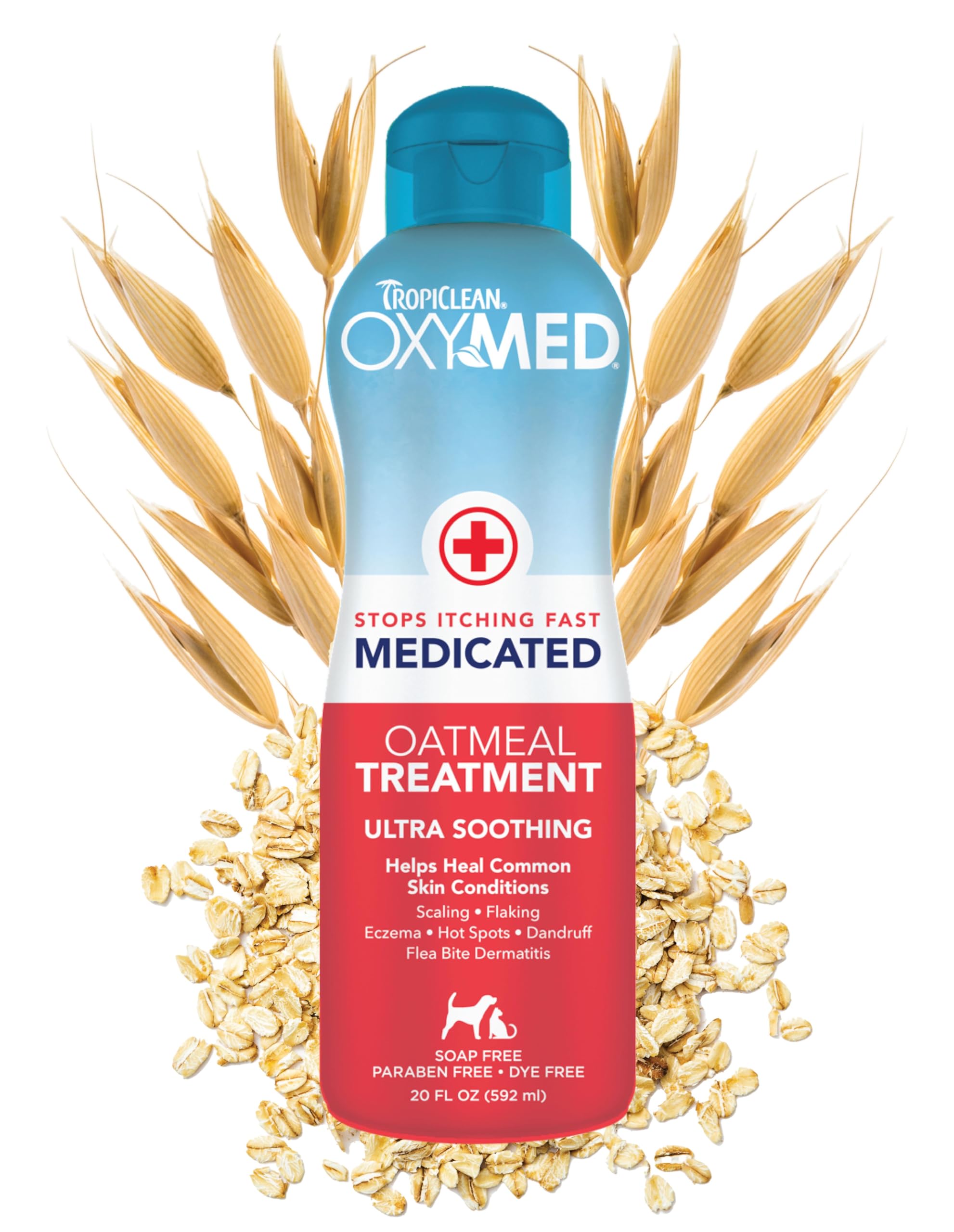 Tropiclean Oxymed Medicated Cat & Dog Conditioner For Itchy Skin | Skin Soothing Oatmeal Conditioner For Dogs & Cats | 20 Oz