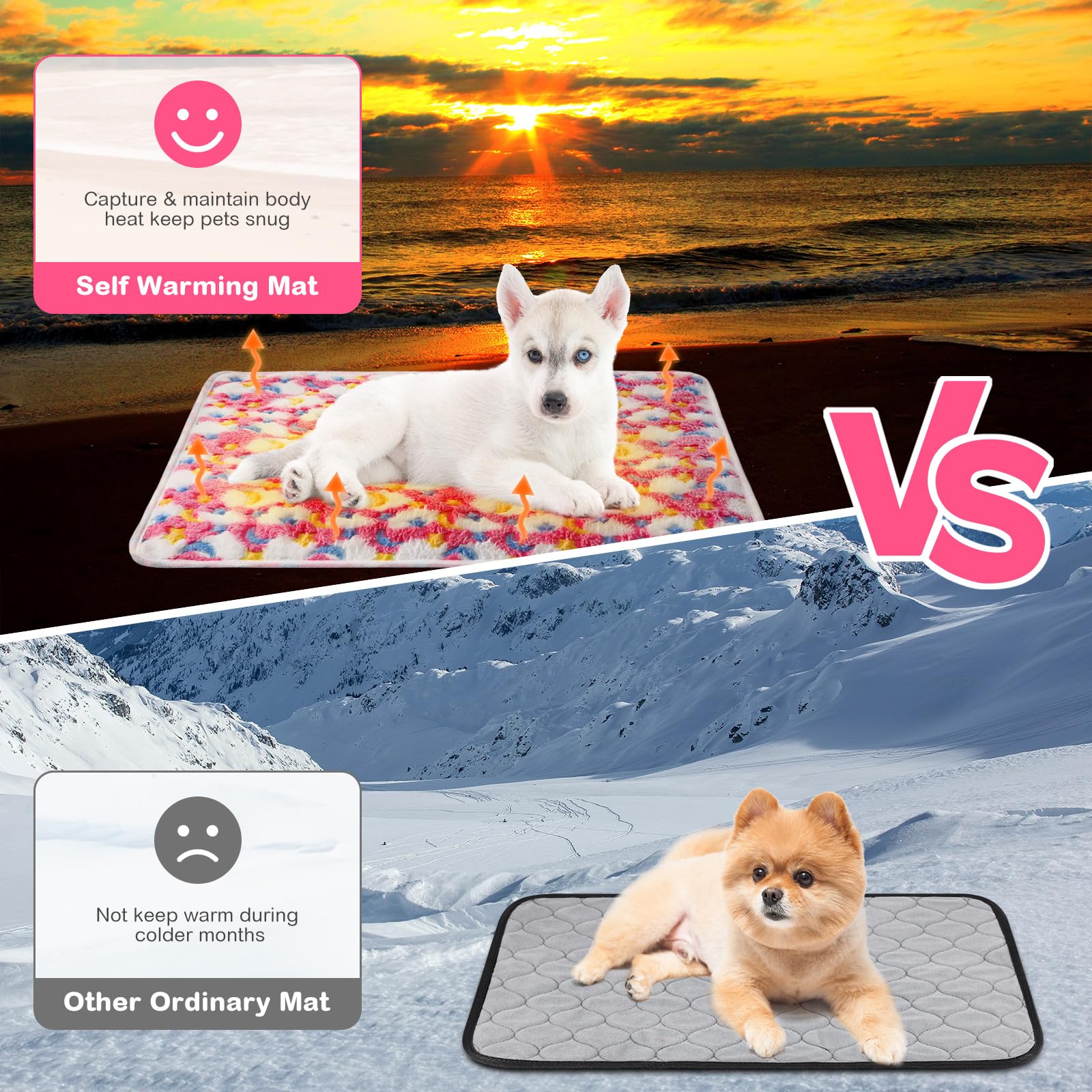 Clysee 4 Pack Self Heating Cat Bed Cat Self Warming Pad With Removable Cover Extra Warm Thermal Pet Pad Washable Pet Crate Mat A