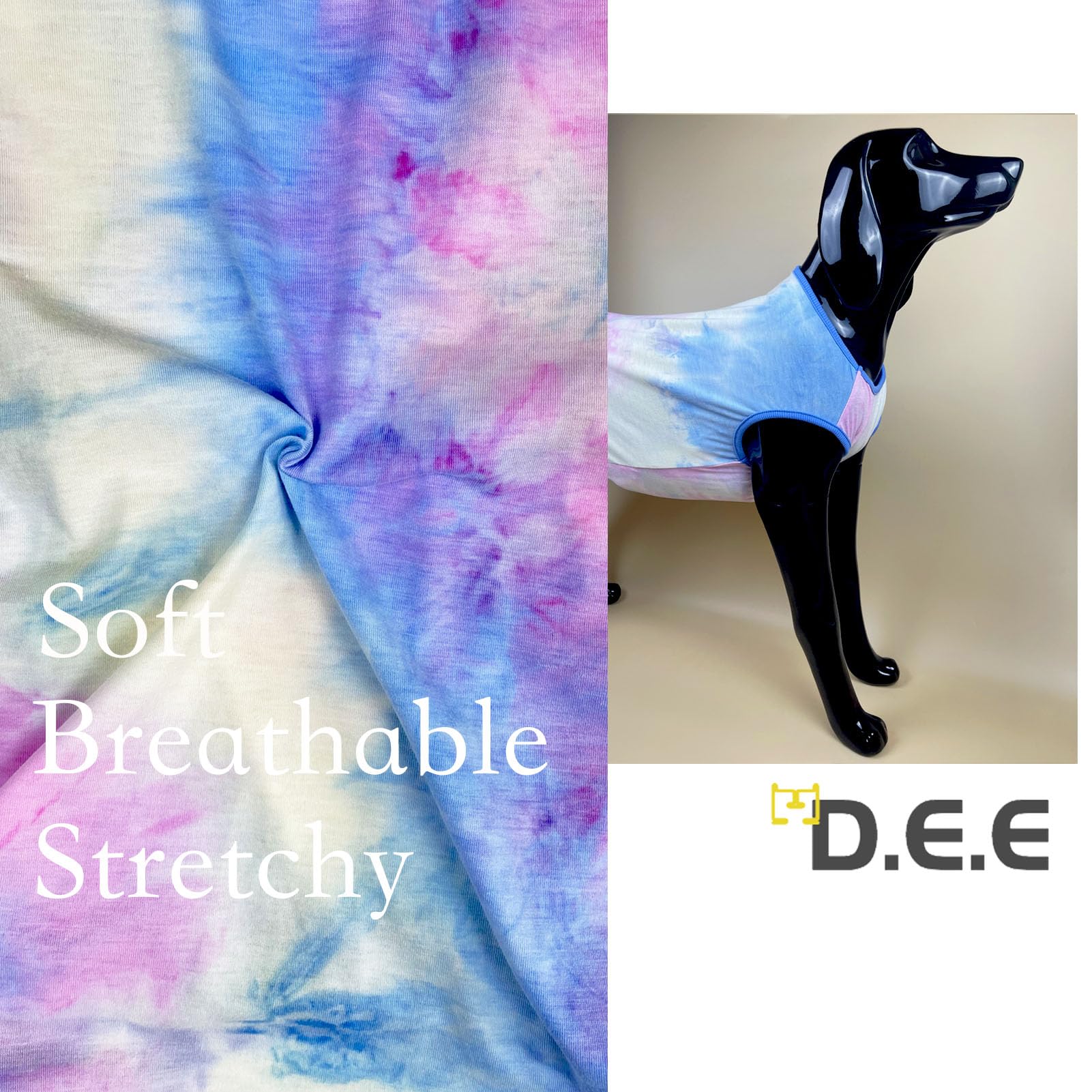 D.E.E Cotton Dog Shirts Large Tie Dye Dog Clothes Lightweight Girl Boy Big (Vestblue, 4X-Large)