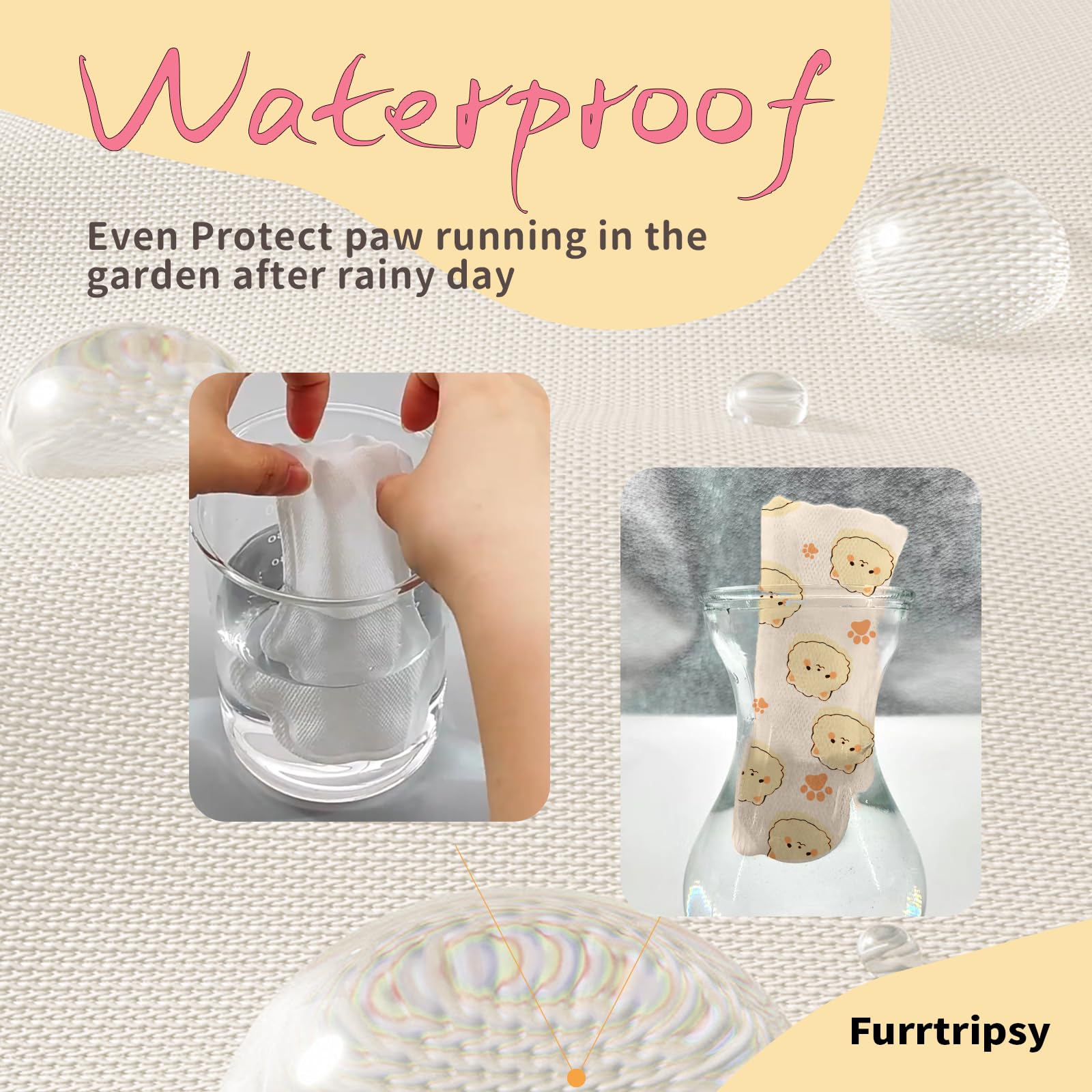 Furrtripsy Disposable Dog Booties For Dog Cats,32Pcs Pet Booties Waterproof And Breathable With Adjustable Bandage,Paw Socks Pro