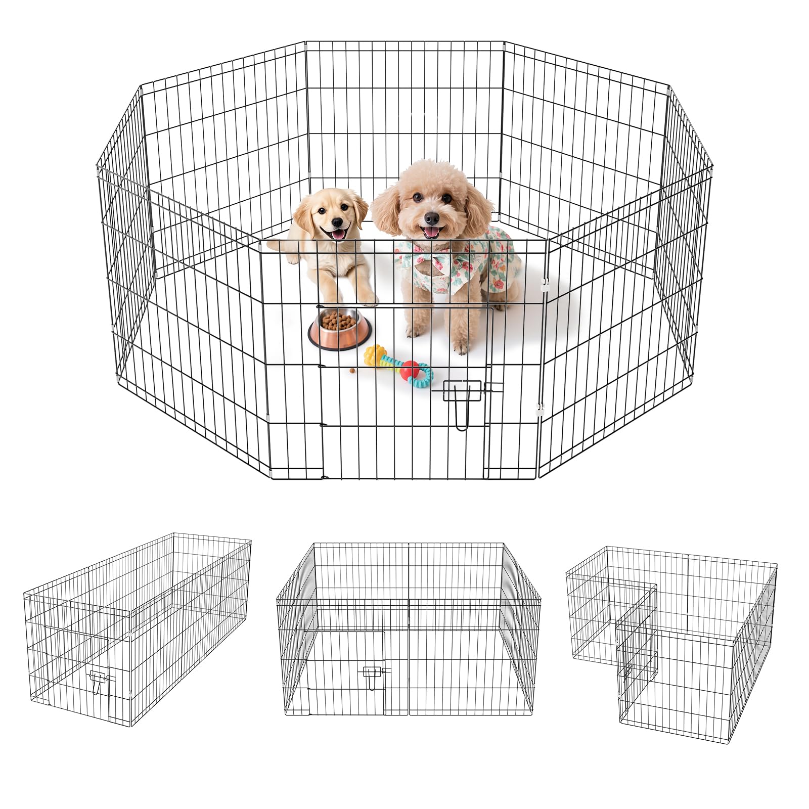 Zephypaws Dog Playpen, Foldable Metal Exercise Pen Puppy Playpen With 8 Panels 24 Inch Indoor Outdoor Dog Fence Pen With Door Fo