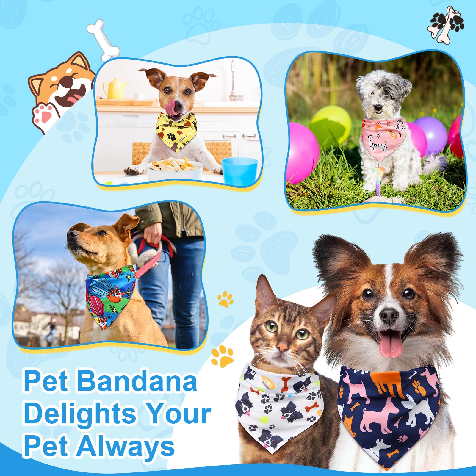 Bulyoou 72 Pcs Dog Bandanas Bulk for Summer Adjustable Washable Pet Triangle Scarf Soft Kerchief Bib for Summer Holiday Pet Cost