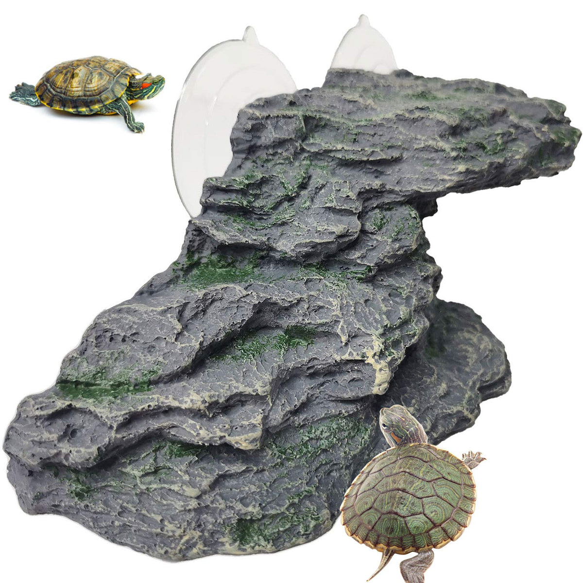 Kathson Turtle Basking Platform Baby Tortoise Climbing Ramp Shale Reptiles Dock Resting Terrace Stone Aquarium Ornament Rock Lan
