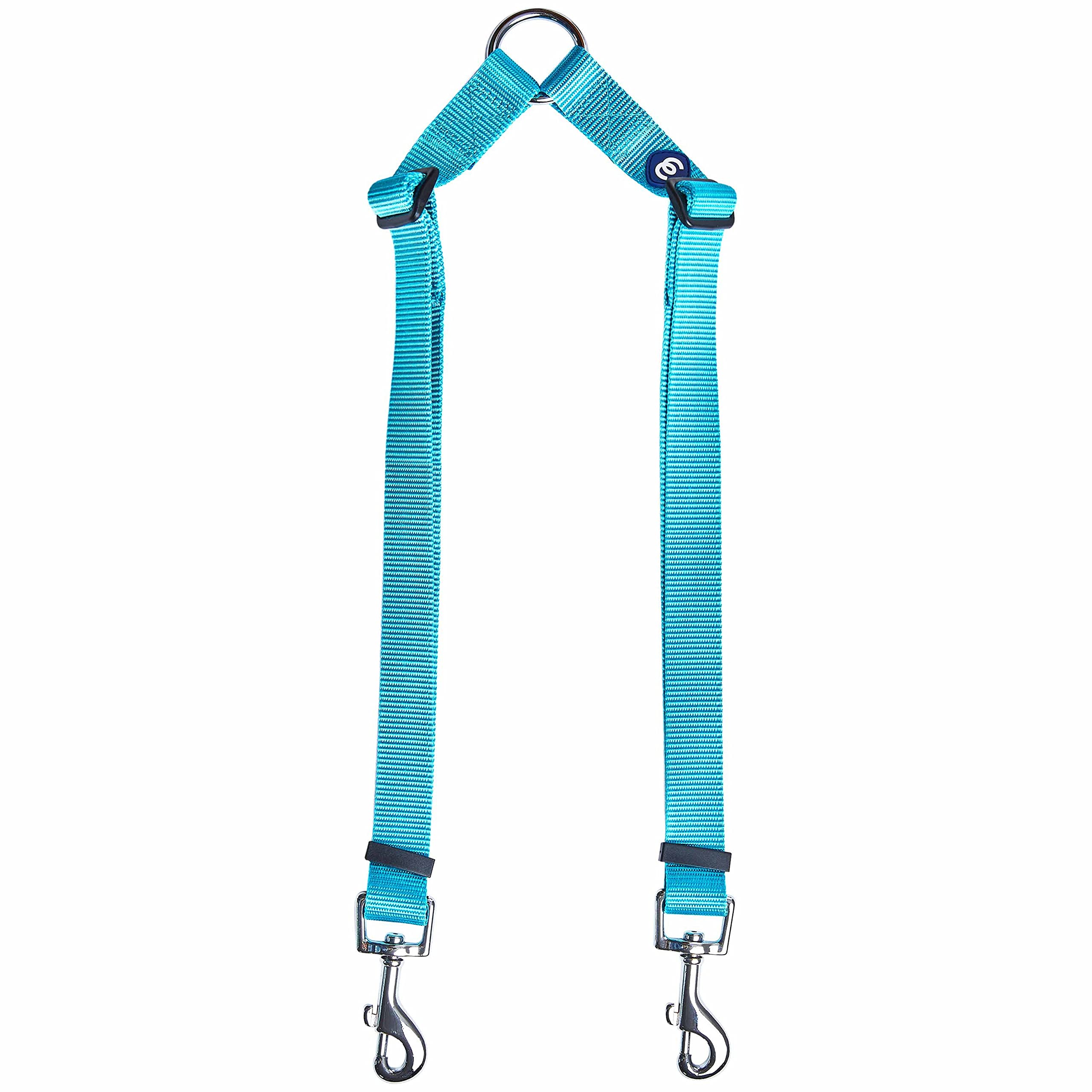 Blueberry Pet Essentials Durable Classic Double Dog Leash Coupler, Turquoise, Medium/Large, Dual Walking & Training Leashes For Two Dogs