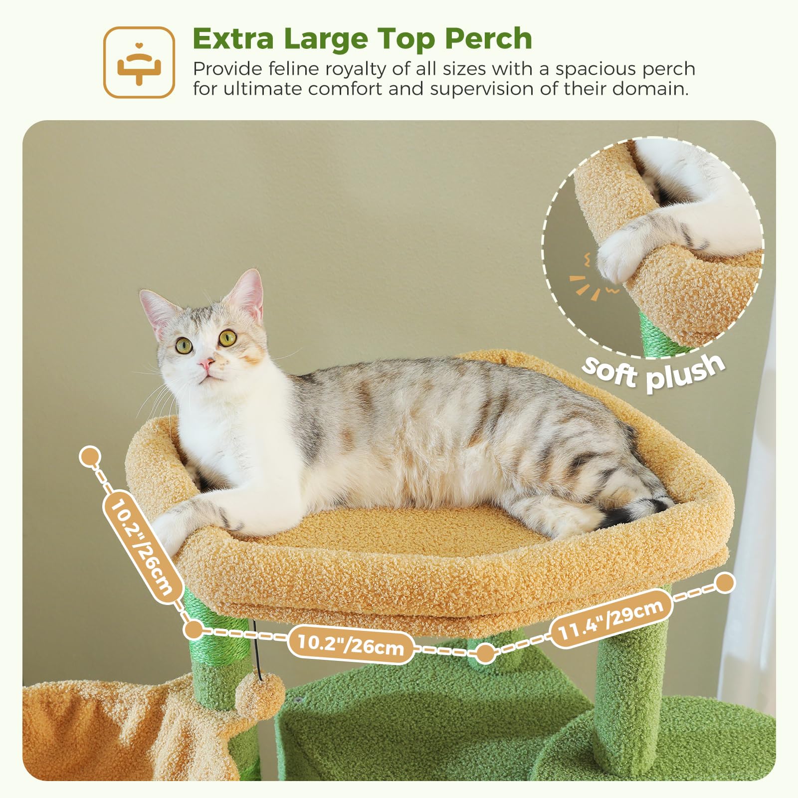 Pawz Road Tall Cat Tower, 70 Inch Cat Tree With Hammock, 5 Scratching Posts, 2 Condos And A Large Top Perches For Large Cats-Cac