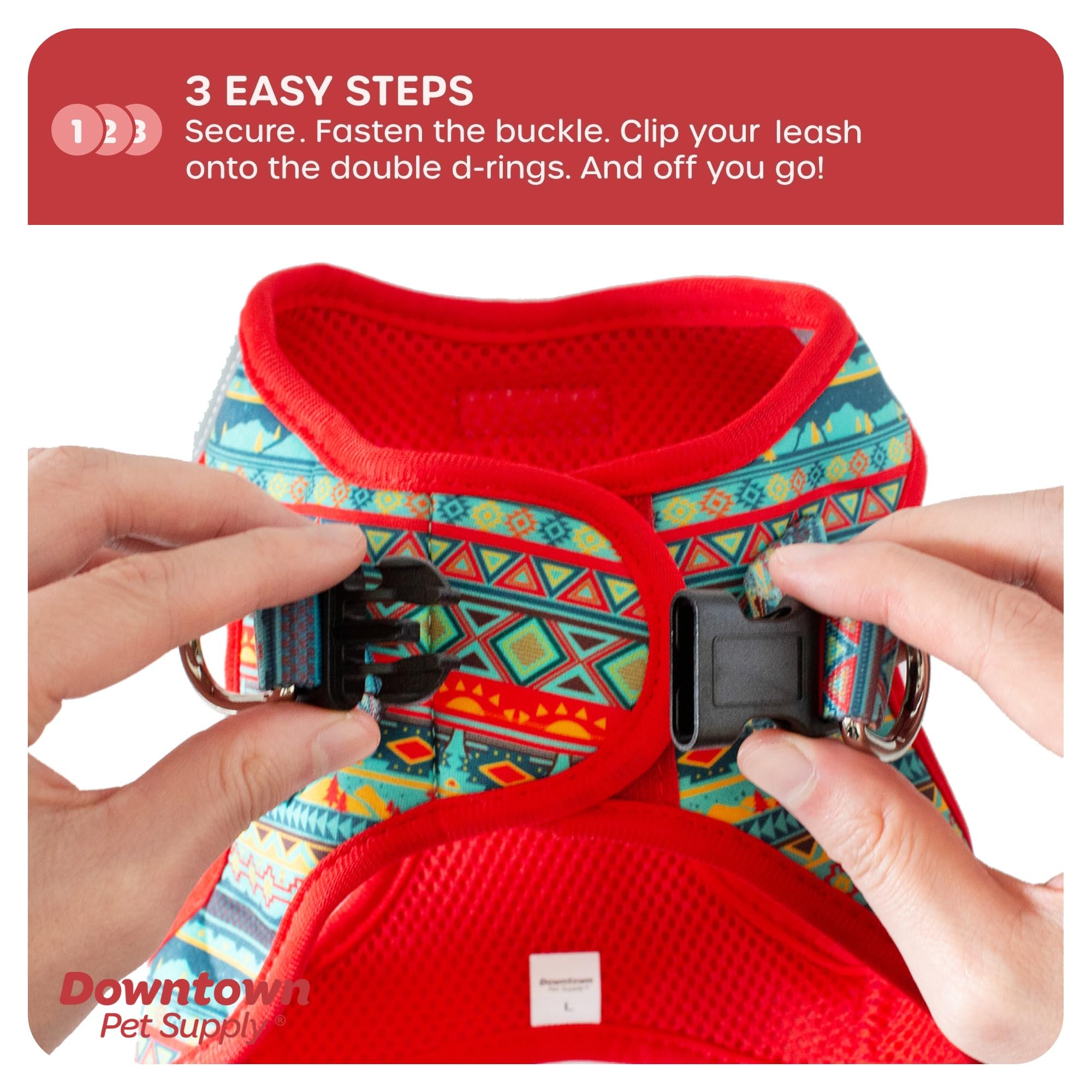 Downtown Pet Supply Step-in Dog Harness, No Pull, Adjustable Padded Mesh, X-Large, Tribal