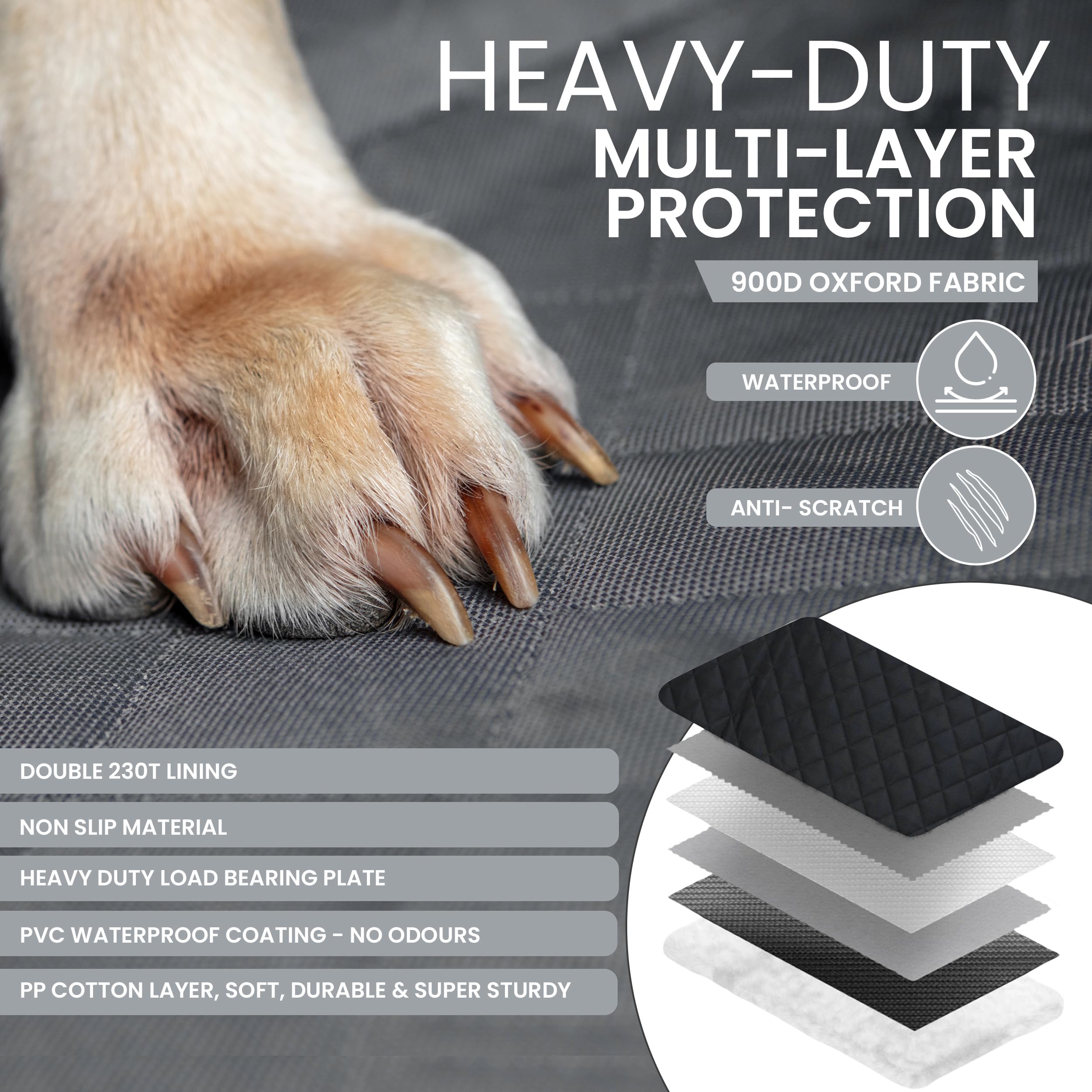 Pet Cover For Car Back Seat, 900D Oxford Fabric, Hard Bottom Car Seat Cover For Dogs, Dog Car Seat Protector, Dog Seat Cover For