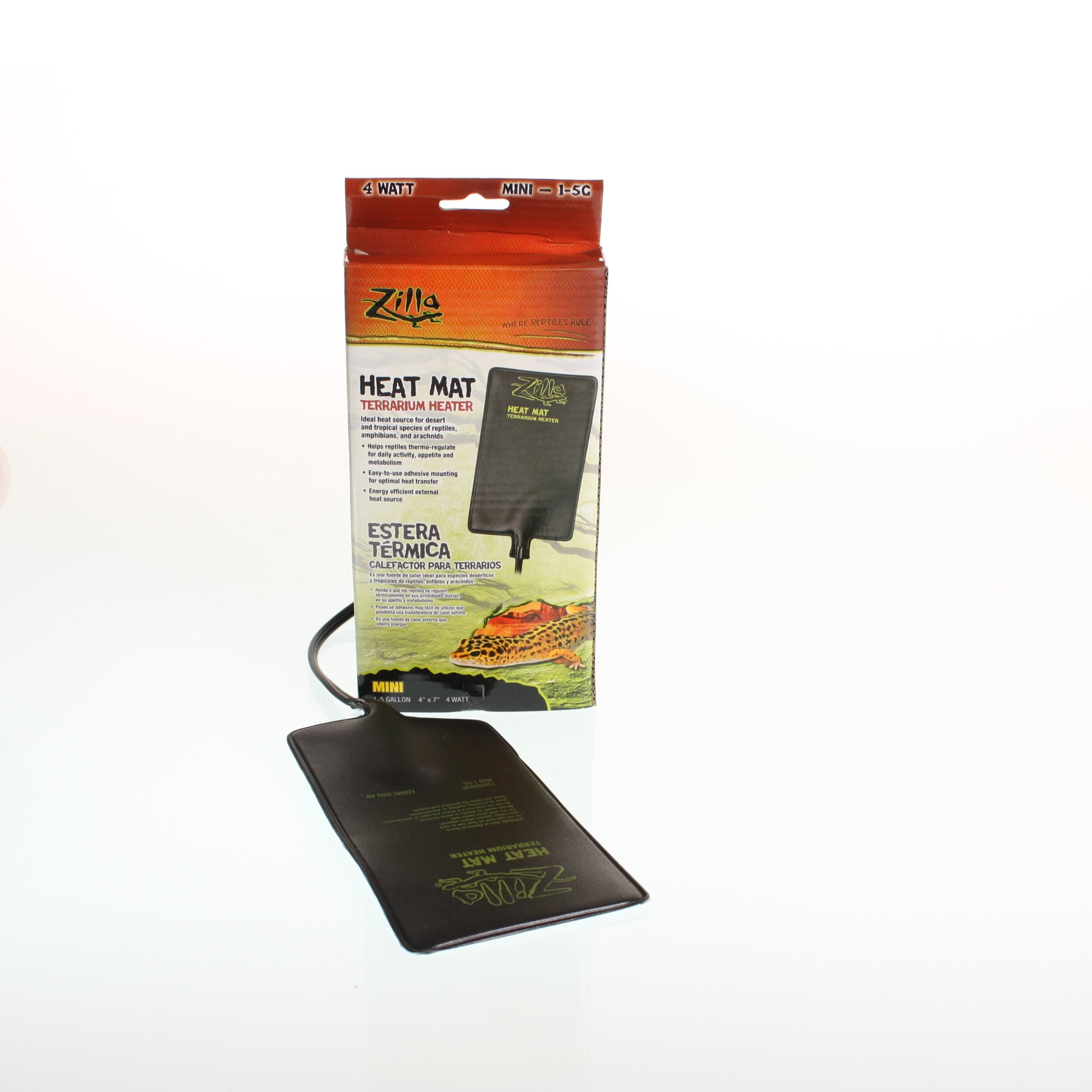 Zilla Heat Mat Terrarium Heater Mini - 4 Watt - 1-5 Gallon Tanks - (4'' X 7'') - Pack Of 2