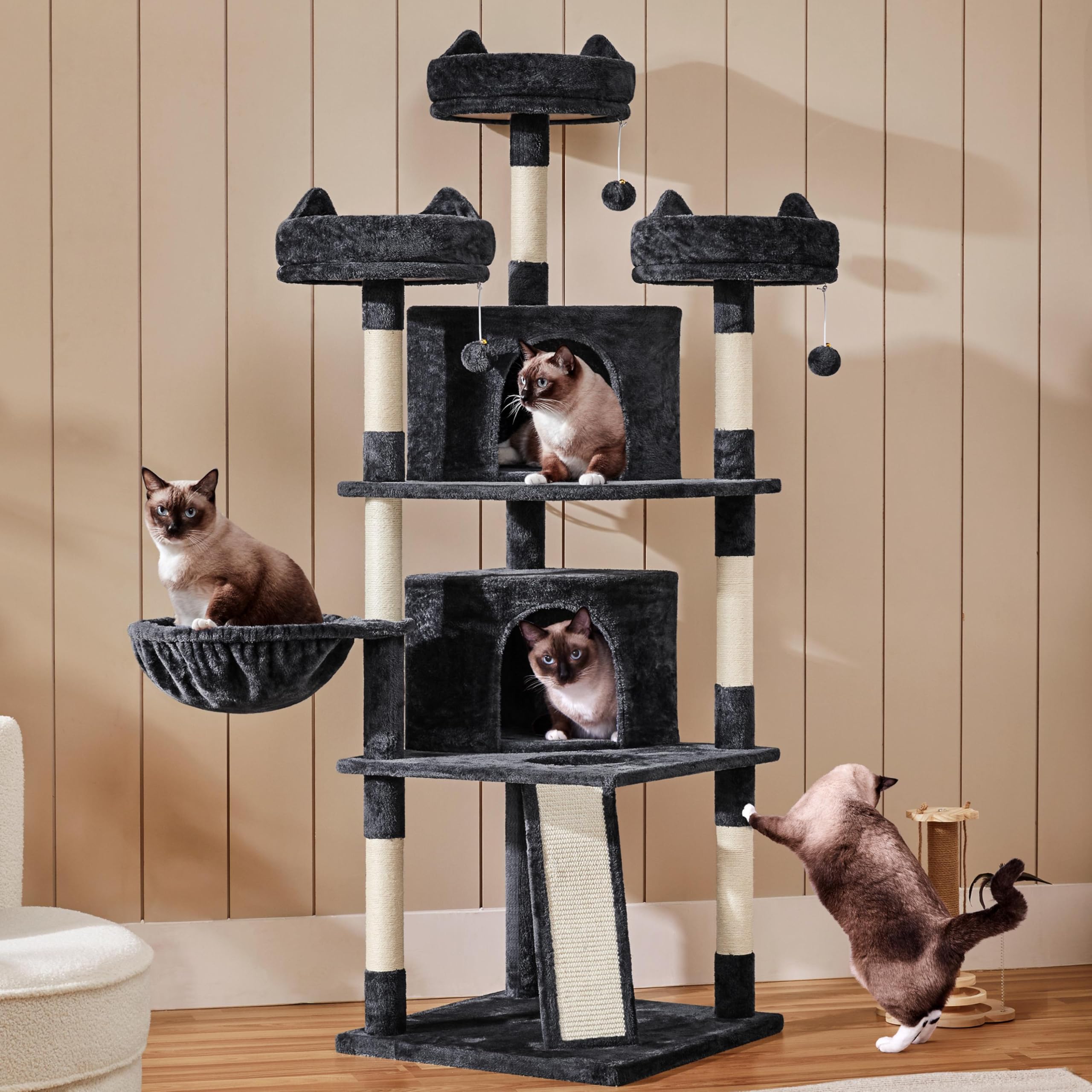 Topeakmart Cat Tree Tower, Multi-Level Cat Condo Activity Center With Platforms Scratching Posts As Kitten Activity Center