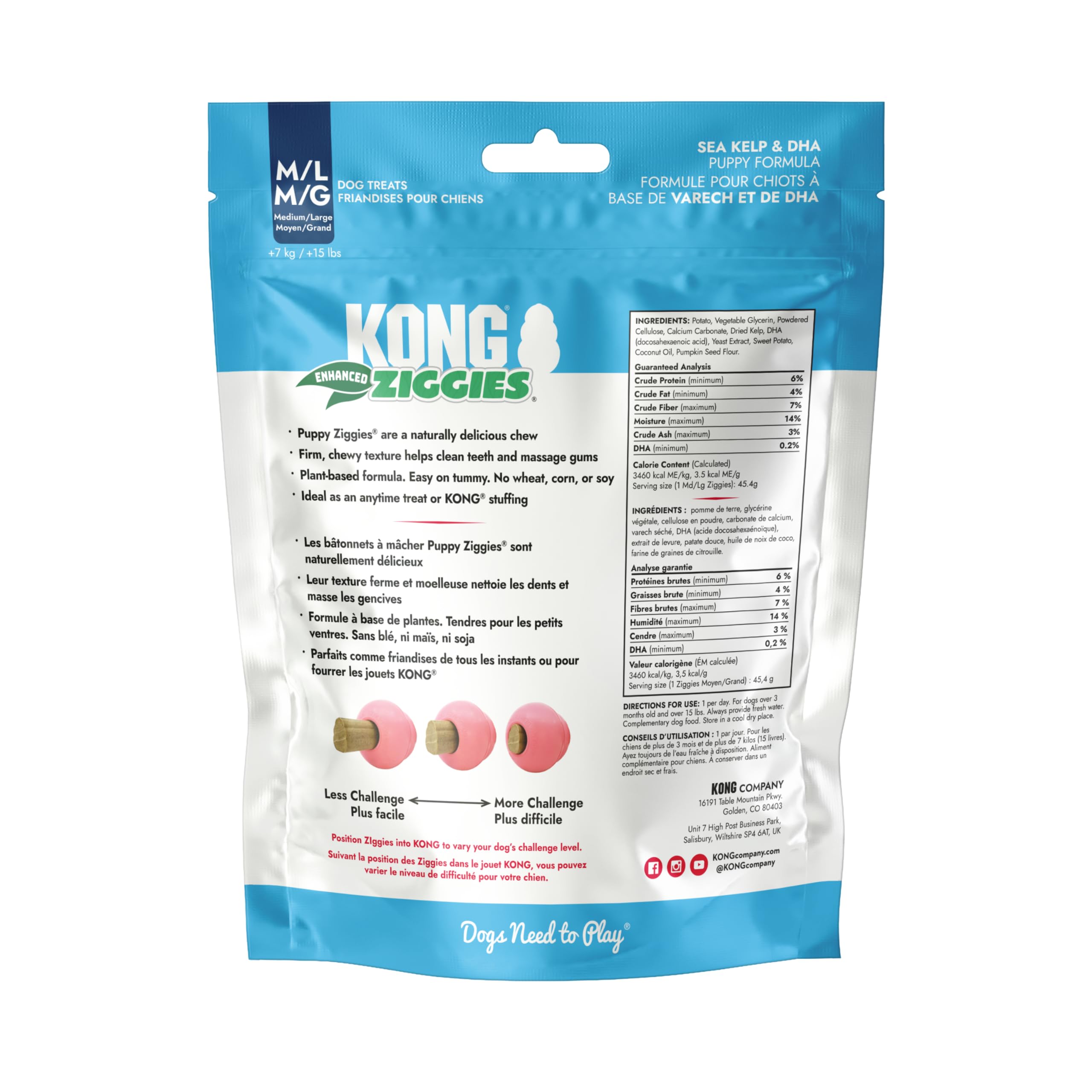 KONG Puppy Ziggies Enhanced Teeth Cleaning Dog Treats - Can Be Used Rubber Classic Toys (Medium/Large)