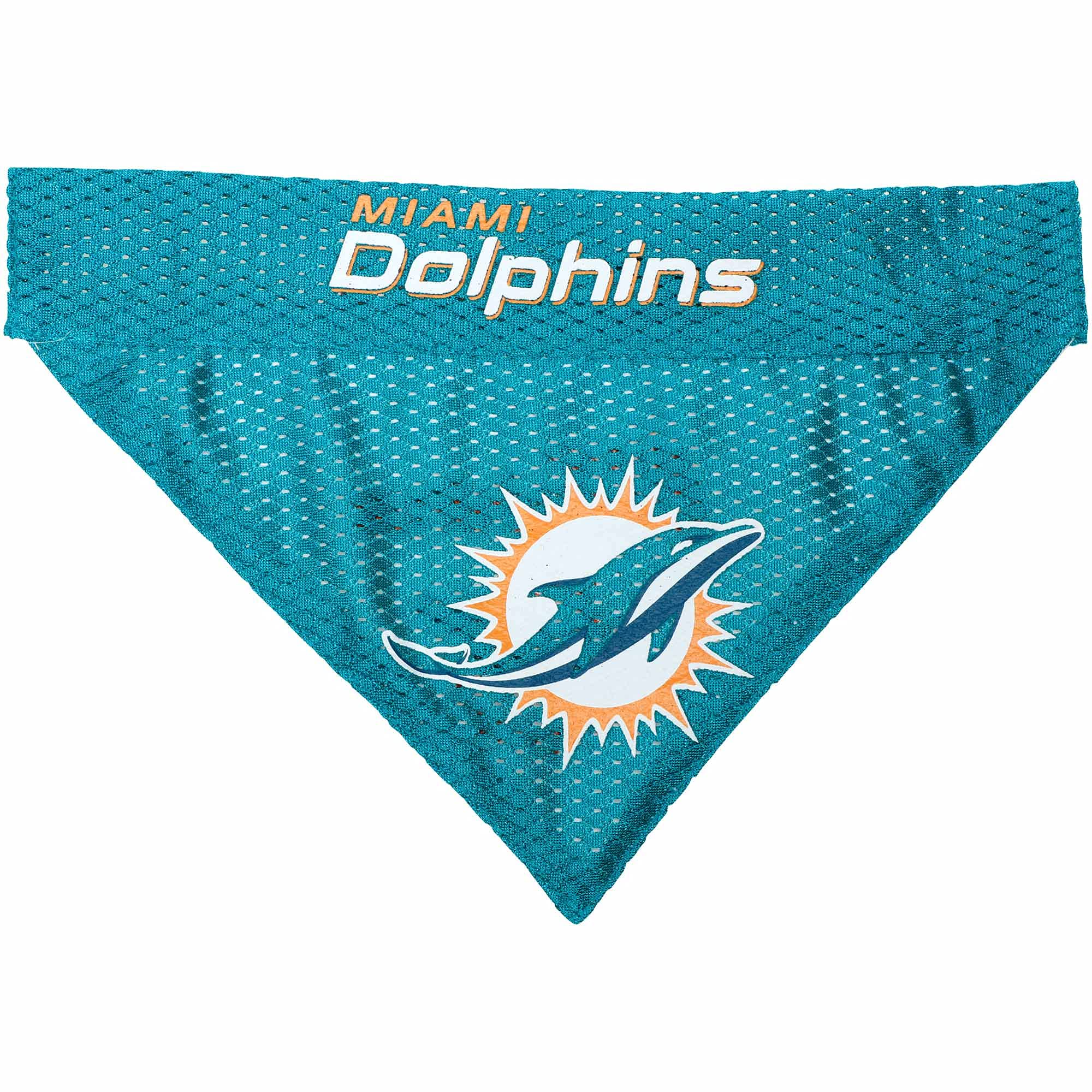 NFL DOG BANDANA - MIAMI DOLPHINS REVERSIBLE PET BANDANA. 2 Sided Sports Bandana with a PREMIUM Embroidery TEAM LOGO, Large/X-Lar