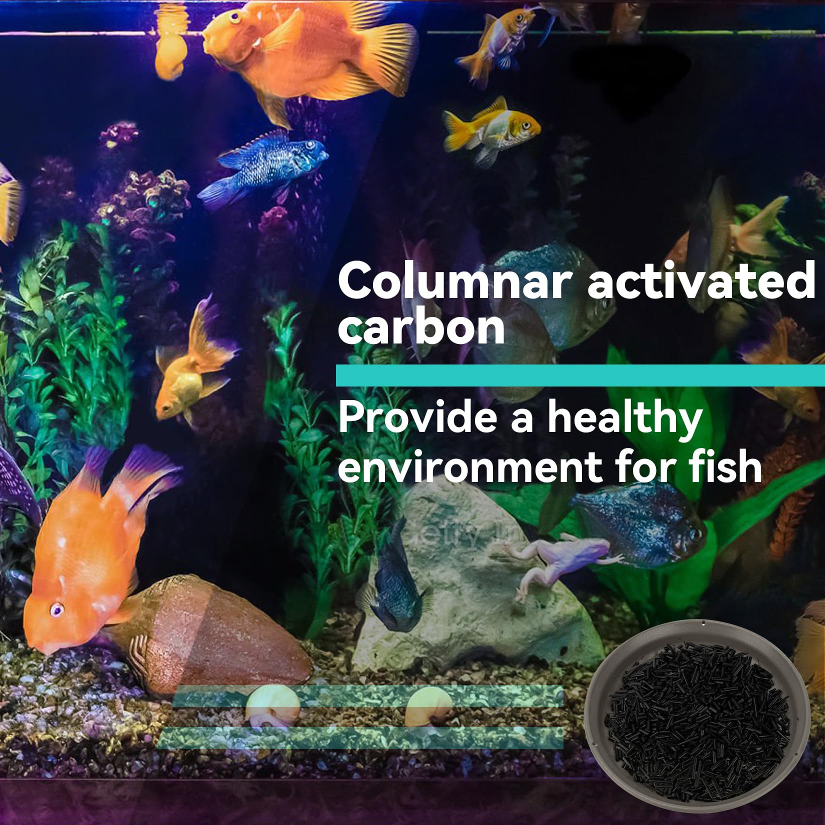 Sukh Activated Carbon Pellets - Activated Charcoal Bulk Carbon for Aquarium Charcoal Pellets for Waterbox Aquariums Pond Fish Ta