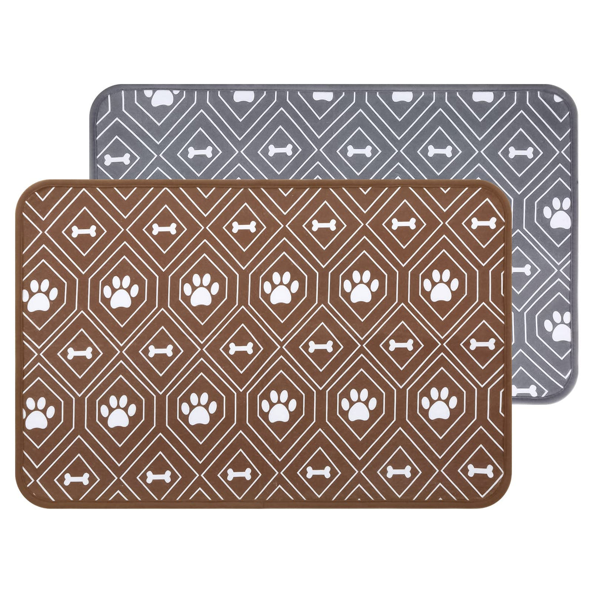 Kooltail Dog Mat For Food And Water Bowls, 2 Pack Waterproof Pet Feeding Mat For Floors, Non Slip Mat For Puppy Cats