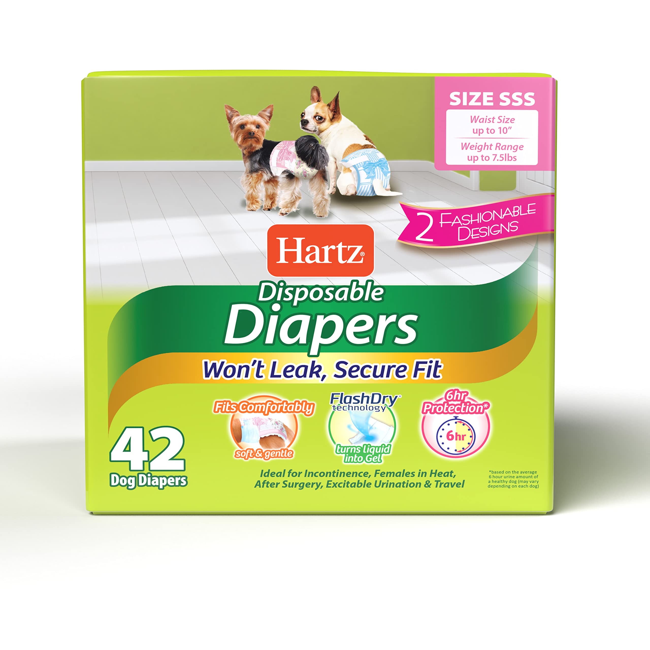 Hartz Disposable Dog Diapers, Size 3S 42 count, Comfortable & Secure Fit, Easy to Put On