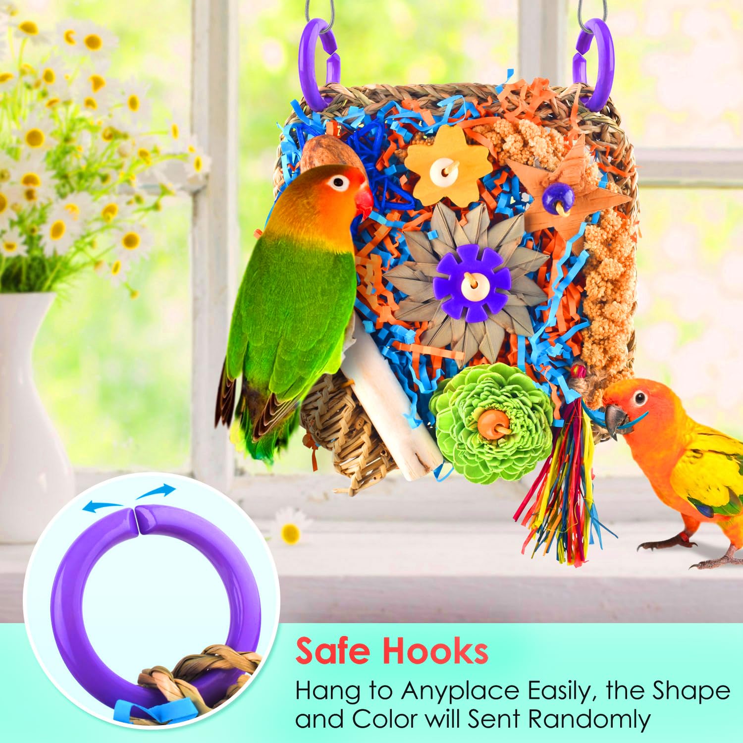 Katumo Bird Toys, Parakeet Toys Cockatiel Foraging Toys Conure Shredder Toys Bird Cage Toys For Lovebird Budgie Parrotlet Small-