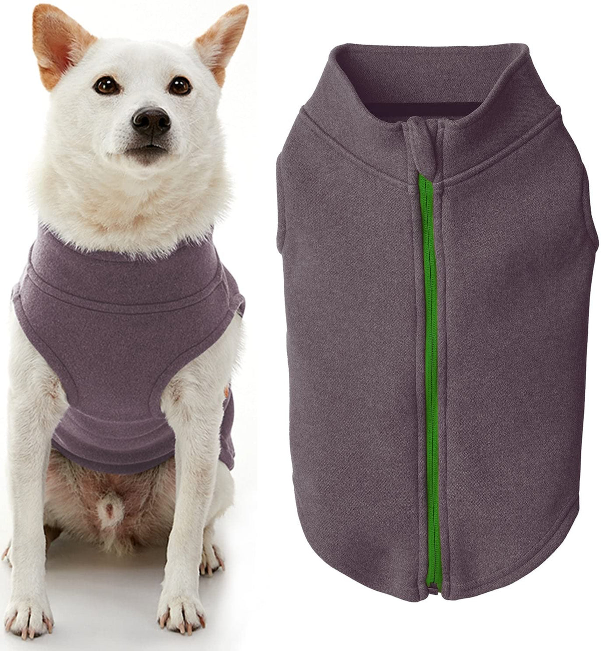 Gooby Zip Up Microfiber Fleece Dog Sweater - Purple, X-Small - Warm Double Layered Soft Microfiber Fleece Step-In Dog Jacket Without Ring Leash - Winter Dog Sweaters For Small Dogs And Medium Dogs