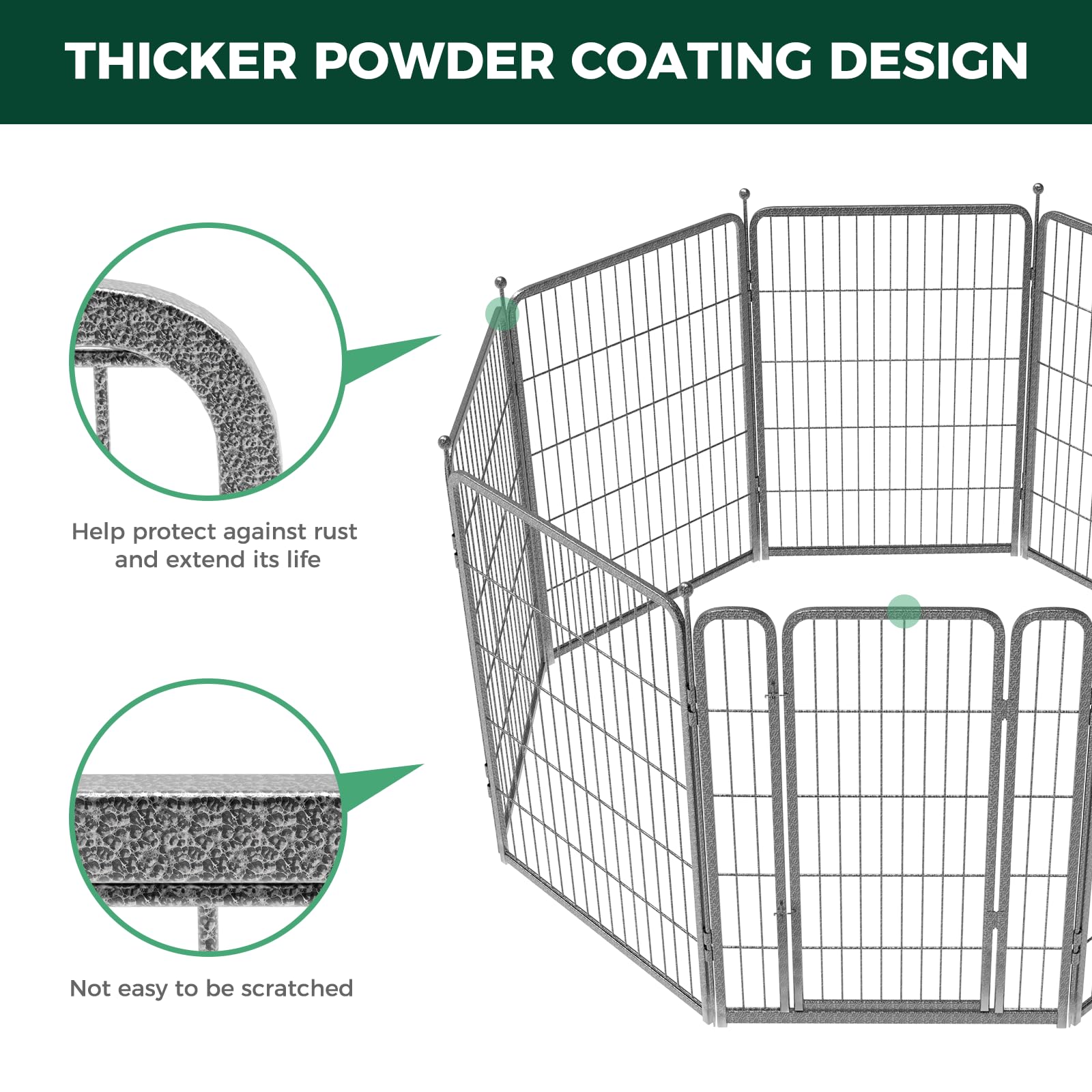 Fxw Aster Dog Playpen Outdoor,8/16 Panels Dog Fences For The Yard,24''/32''/40'' Height Metal Dog Pens Outdoor Pet Fence With Do