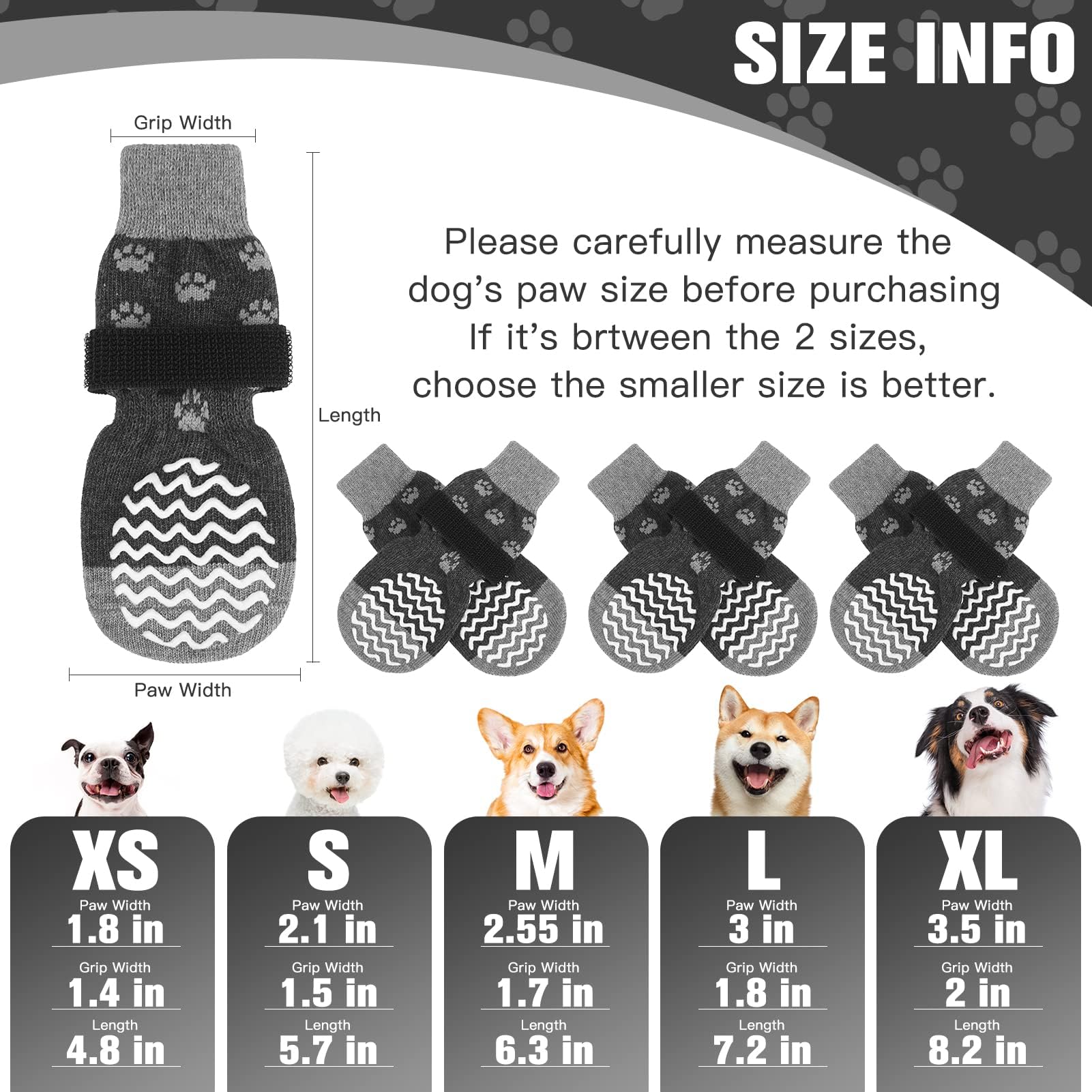 Expawlorer Anti Slip Dog Socks To Prevent Licking Paws,Winter Dog Boots & Paw Protectors,Dog Booties For Hardwood Floors With Gr