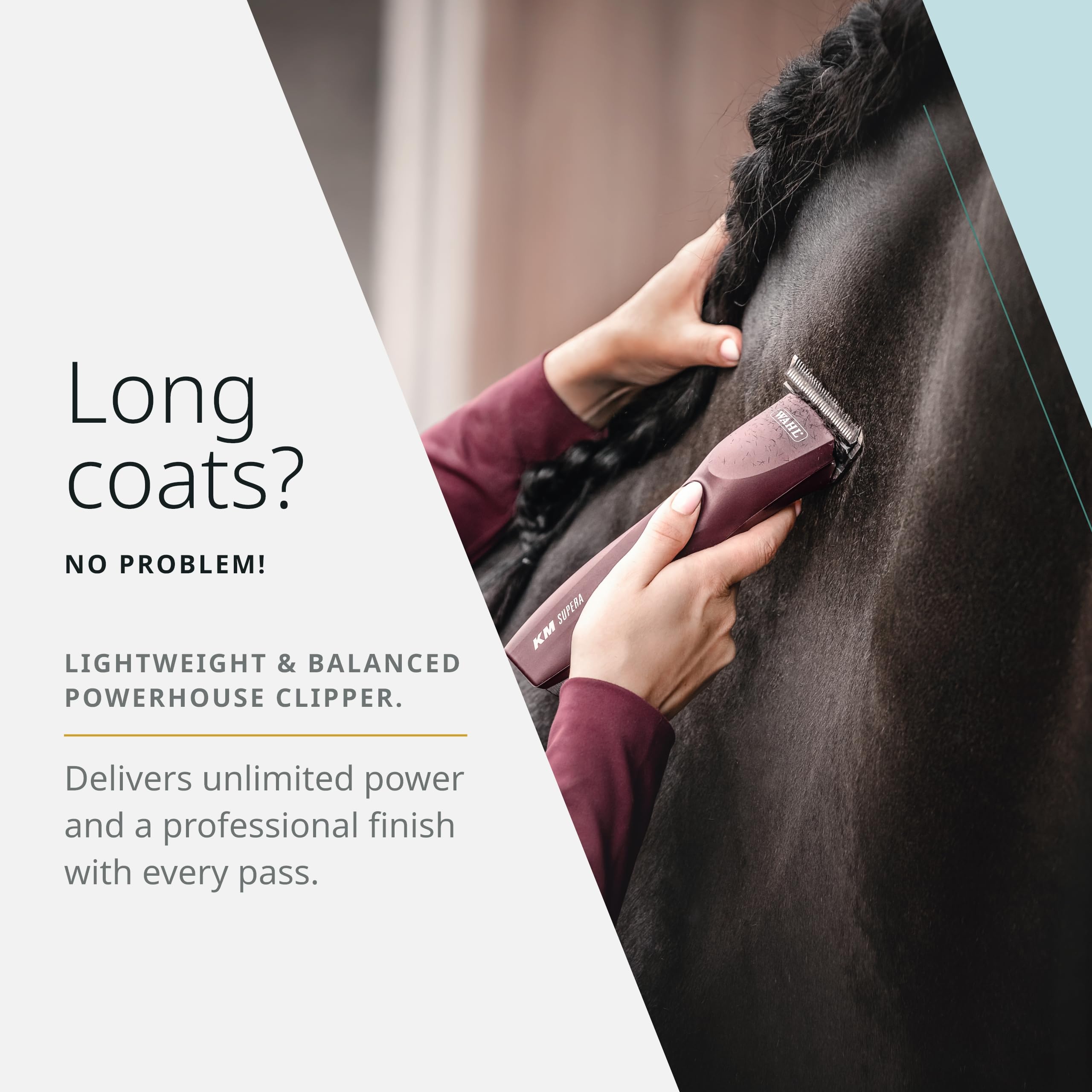 Wahl Pro Animal Km Supera Cordless Equine Clipper - Professional Horse Grooming Clipper - Quiet, Cordless Clipper - Battery-Powe