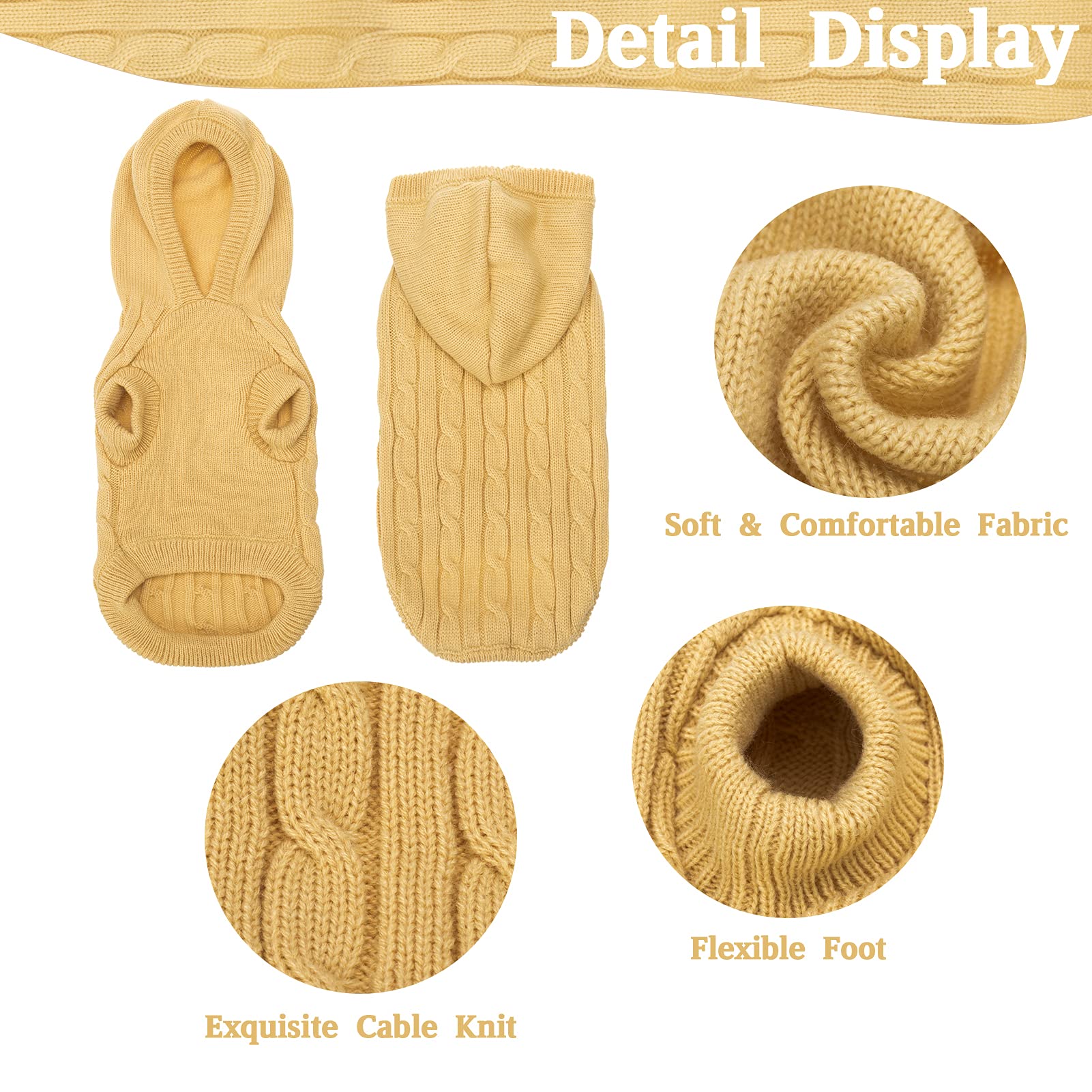 Pupteck Winter Dog Cat Sweater Coat - Soft Cold Weather Clothes Knitwear For Kitties & Small Dogs Indoor Outdoor Walking Warm, Knitted Classic For Doggies Kitties Girls Boys