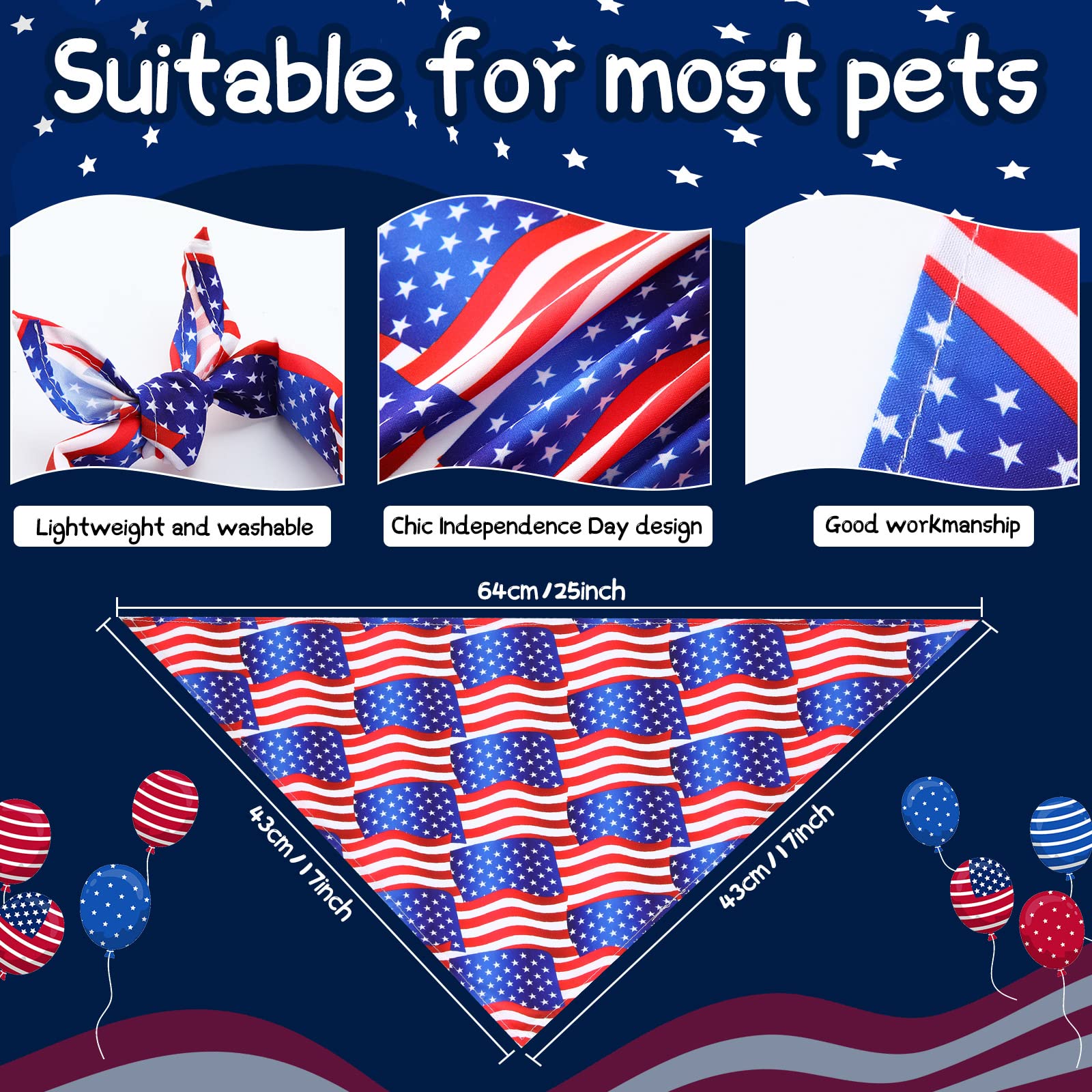 Sumind 100 Pieces Patriotic Dog Bandanas Bulk Bibs Triangle Scarf Star Bandanas For Dogs With Independence Day Patterns For Inde