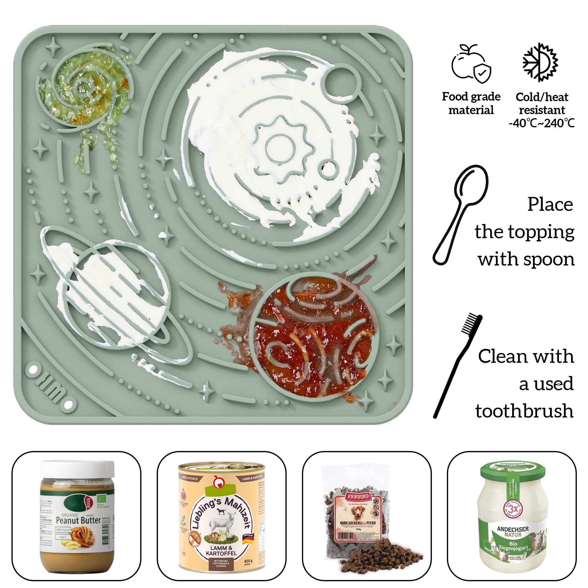 Ohmo Lick Mat For Dogs And Cats(Small, Camo&Light Green, 2Pcs) Enrichment Accessories Toy Space Star Easy Clean Pet Slow Feeder/