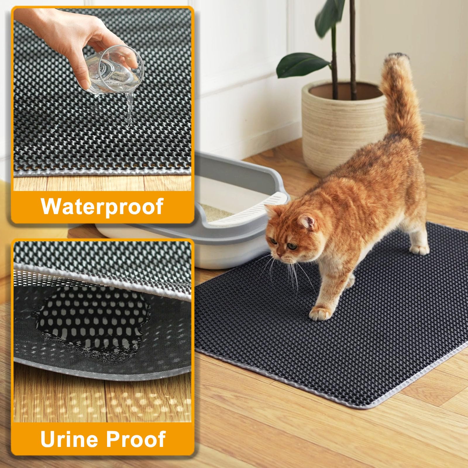 Cat Litter Mat Litter Trapping Mat,Cat Litter Box Mat For Floor 32''X22'', 2 Layer Llitterbox Mat For Pet Kitty,Litter Rug Catch
