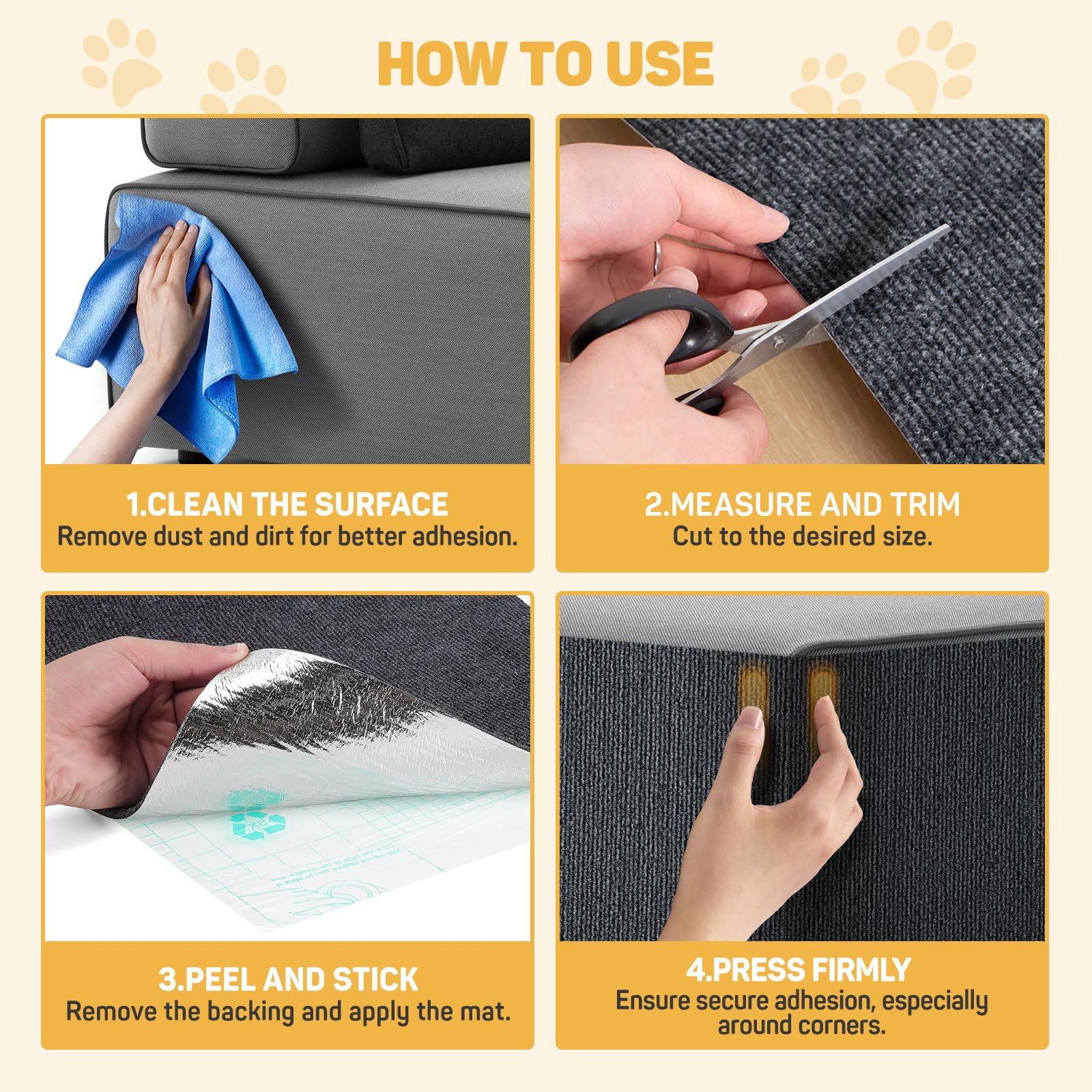 39.4x15.8 Cat Scratch Furniture Protector Pad - Durable Sticky Scratch Wall Mat,Couch Corner Protector with Self-Adhesive Backin