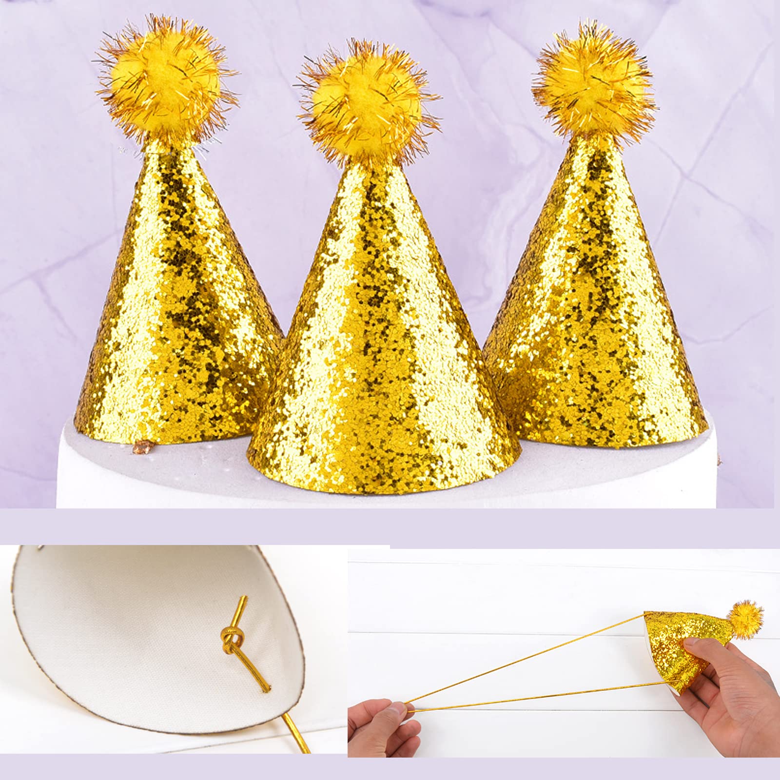 Dog Birthday Hat And Bandana For Boy/Girl Pet Party Supplies - Scarf For Small, Medium, Large Dogs (Gold)