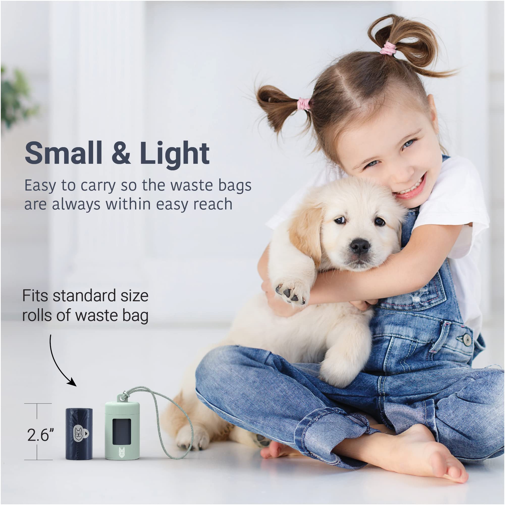 Svd.Pet Dog Poop Bag Dispenser, Retractable Waste Bag Dispenser, Lightweight Poop Bag Holder, Stretchy Strap Fits Any Dog Leash,