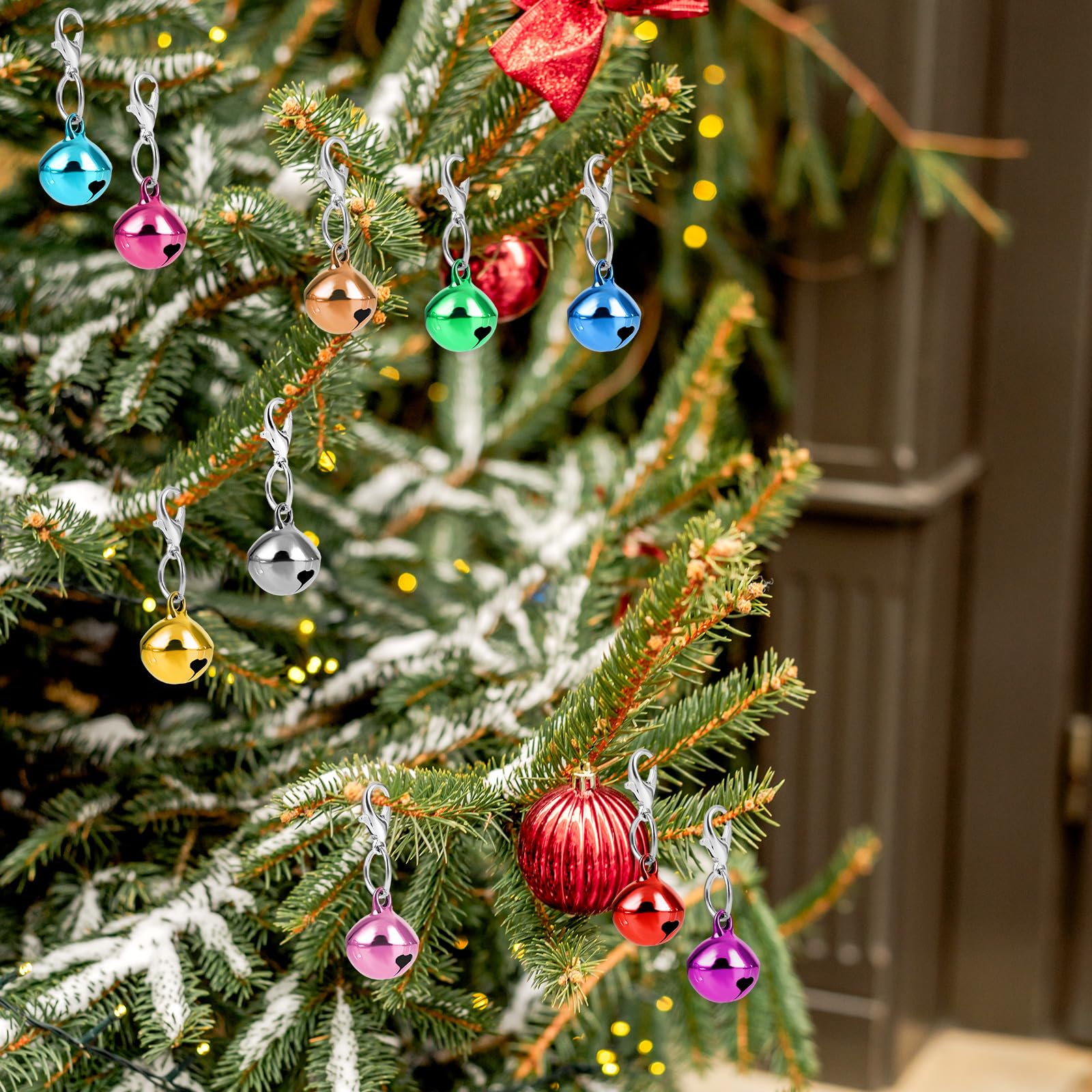 Comnico 20 Pcs Pet Bells For Dog Cat Collar, Metal Round Collar Charms Clear Crisp Sound With Clasps, Kitten Small Animal Pendan