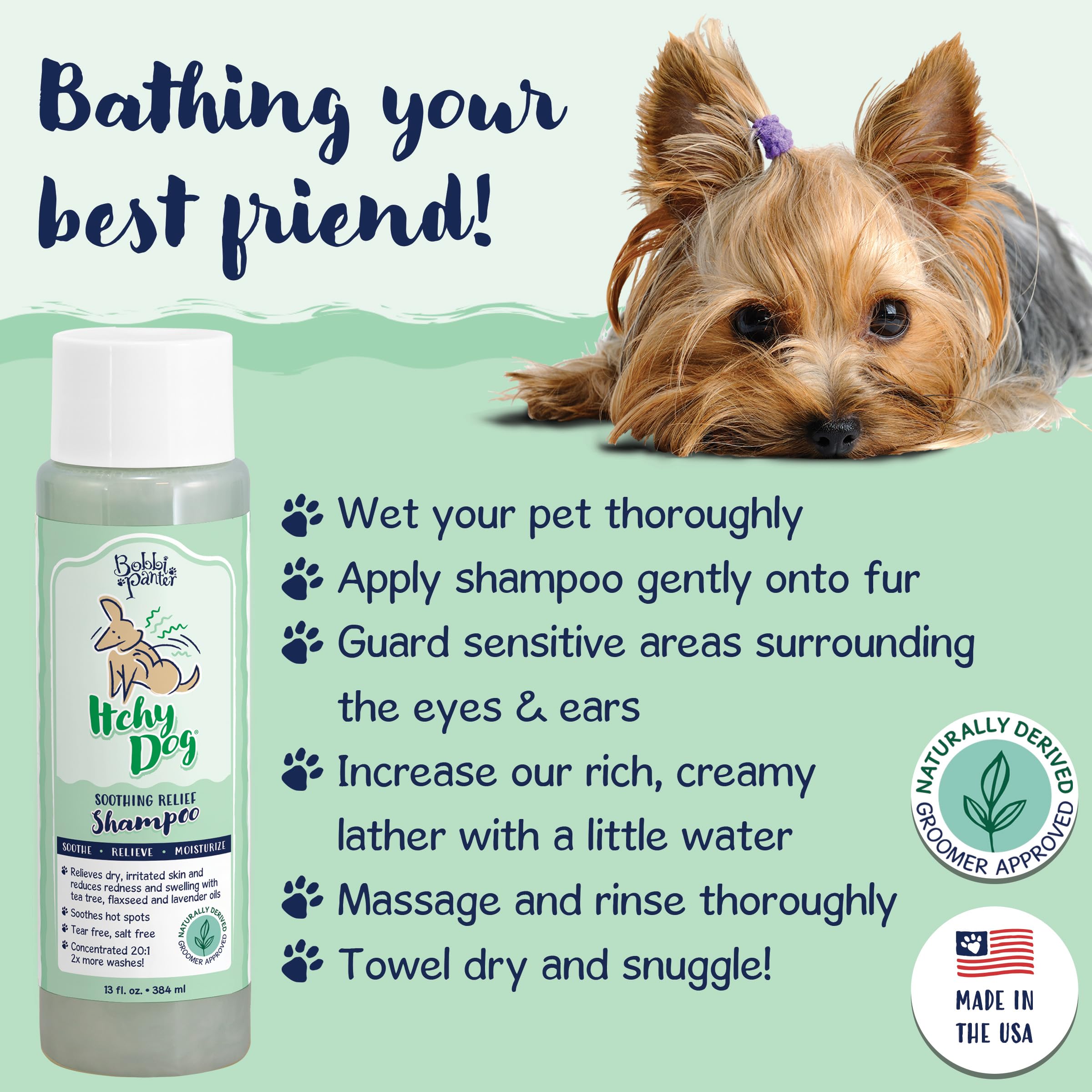 Bobbi Panter Itchy Dog Shampoo For Soothing Skin Relief, Naturally Derived Ingredients, Tear-Free, Salt-Free, Paraben-Free, Ph-B