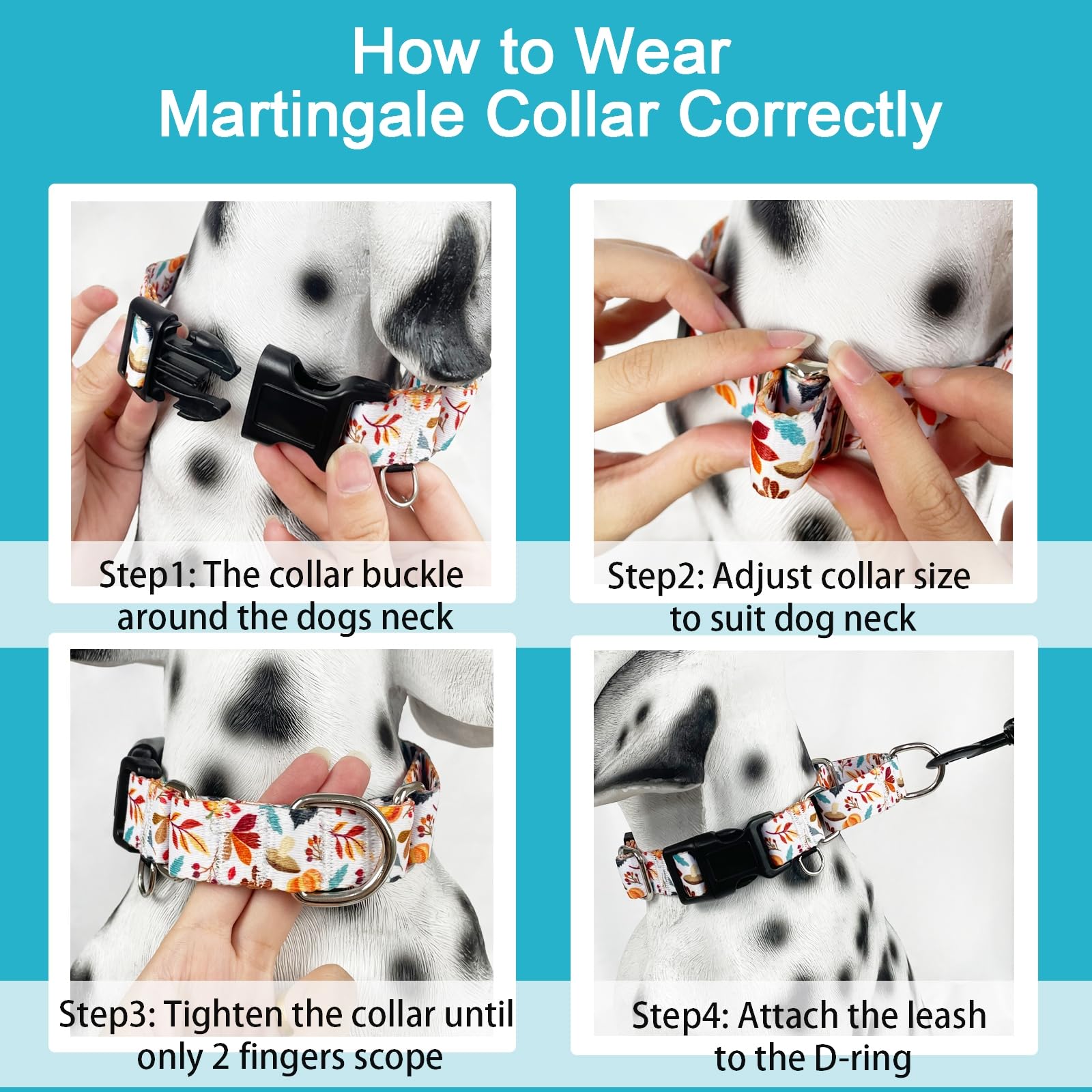 Fidohug Martingale Collar for Dogs Fall Dog Collars for Small Medium Large Dogs with Buckle Adjustable Soft Nylon Dog Collar (Mu