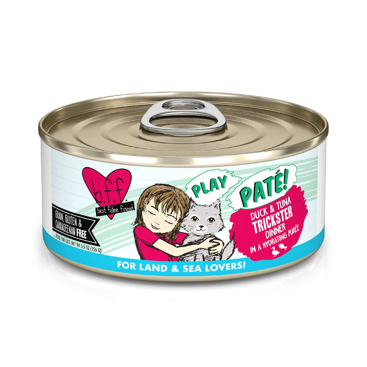 Weruva B.F.F. Play - Best Feline Friend Paté Lovers, Aw Yeah!, Duck & Tuna Trickster With Duck & Tuna, 5.5Oz Can (Pack Of 8)