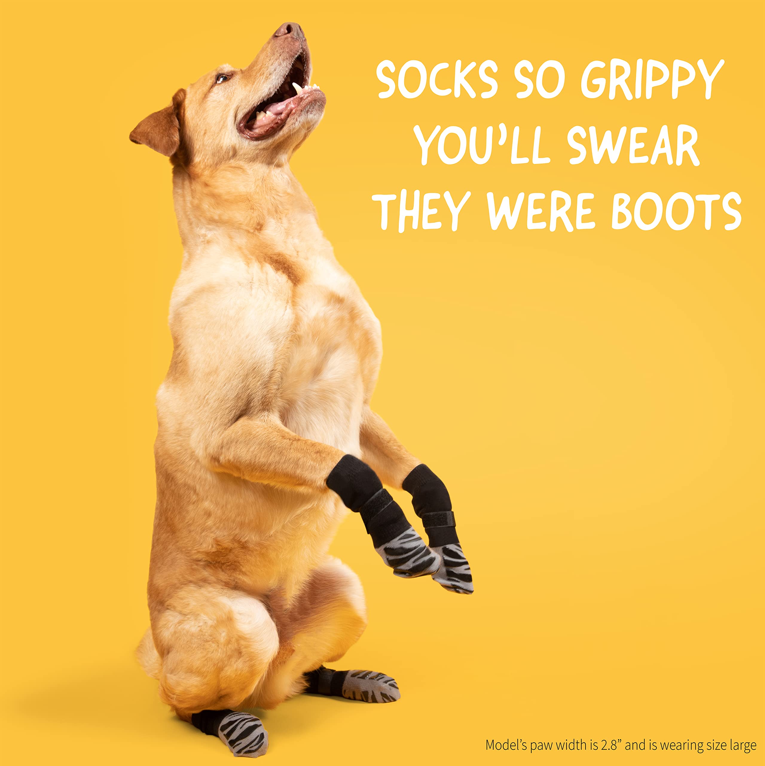 DOK TigerToes Medium Non-Slip Dog Socks - Grey, Extra-Thick Grip, Cotton, Model DOK-TT-GRY