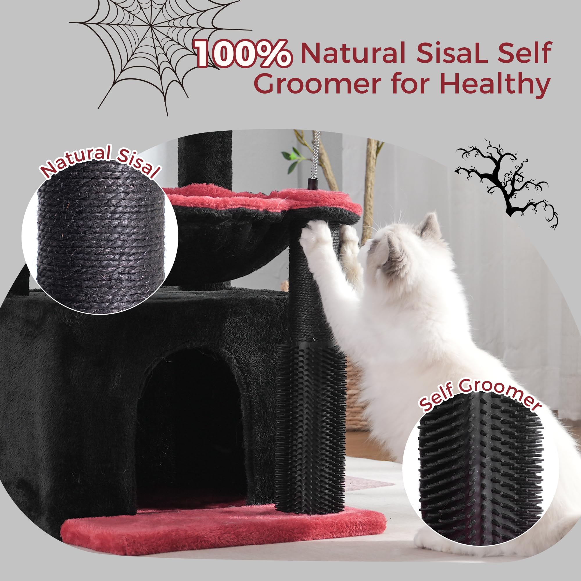 Pawfessor Gothic Cat Tree 32 Inches Small Cat Tree For Large Cats Adult Cat Tower With Scratching Post,15.7   Large Hammock And