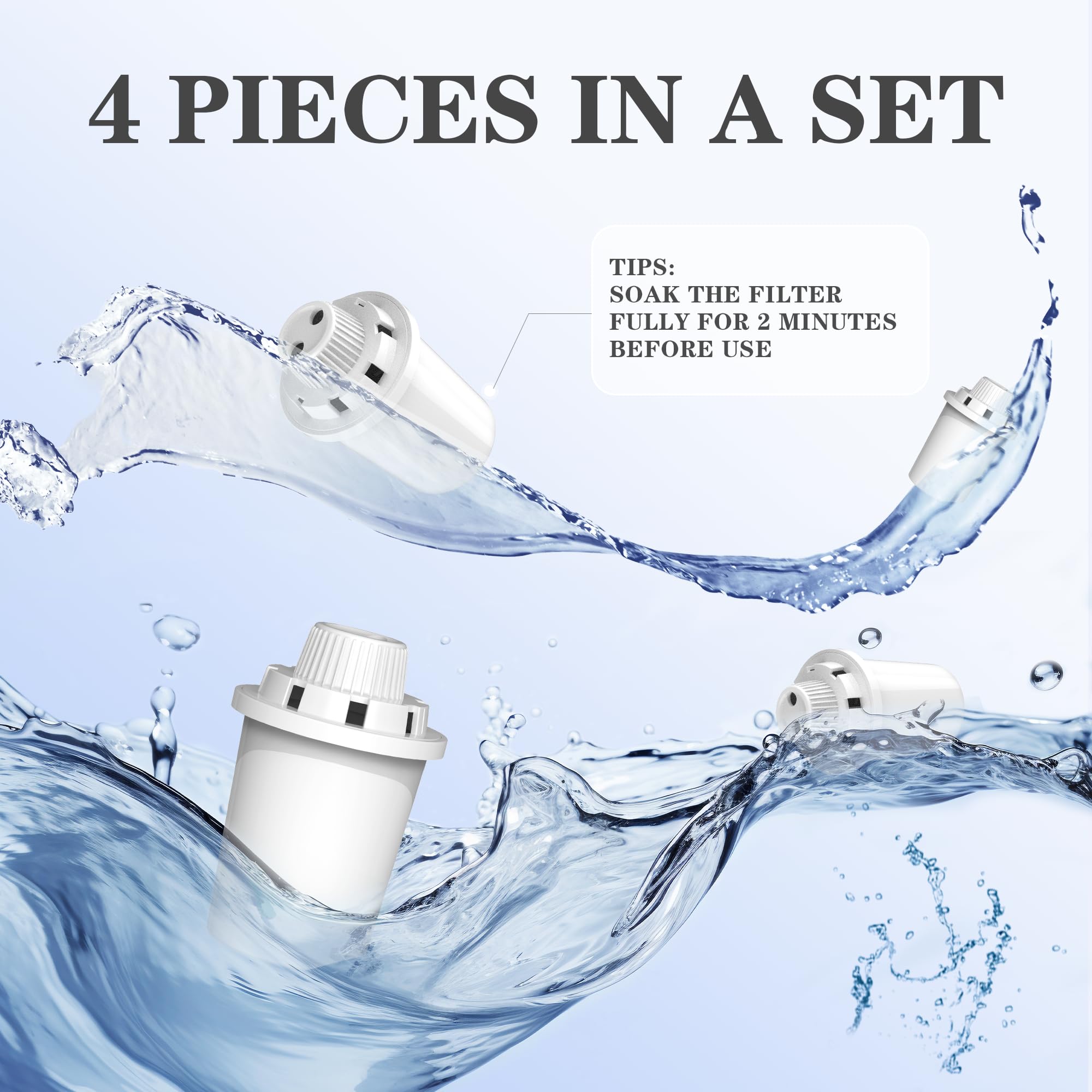 4 Packs Replacement Filters For Dog Water Fountain, Water Filter, For Stainless Steel Pet Fountain For Large Dogs- Vertical Filt