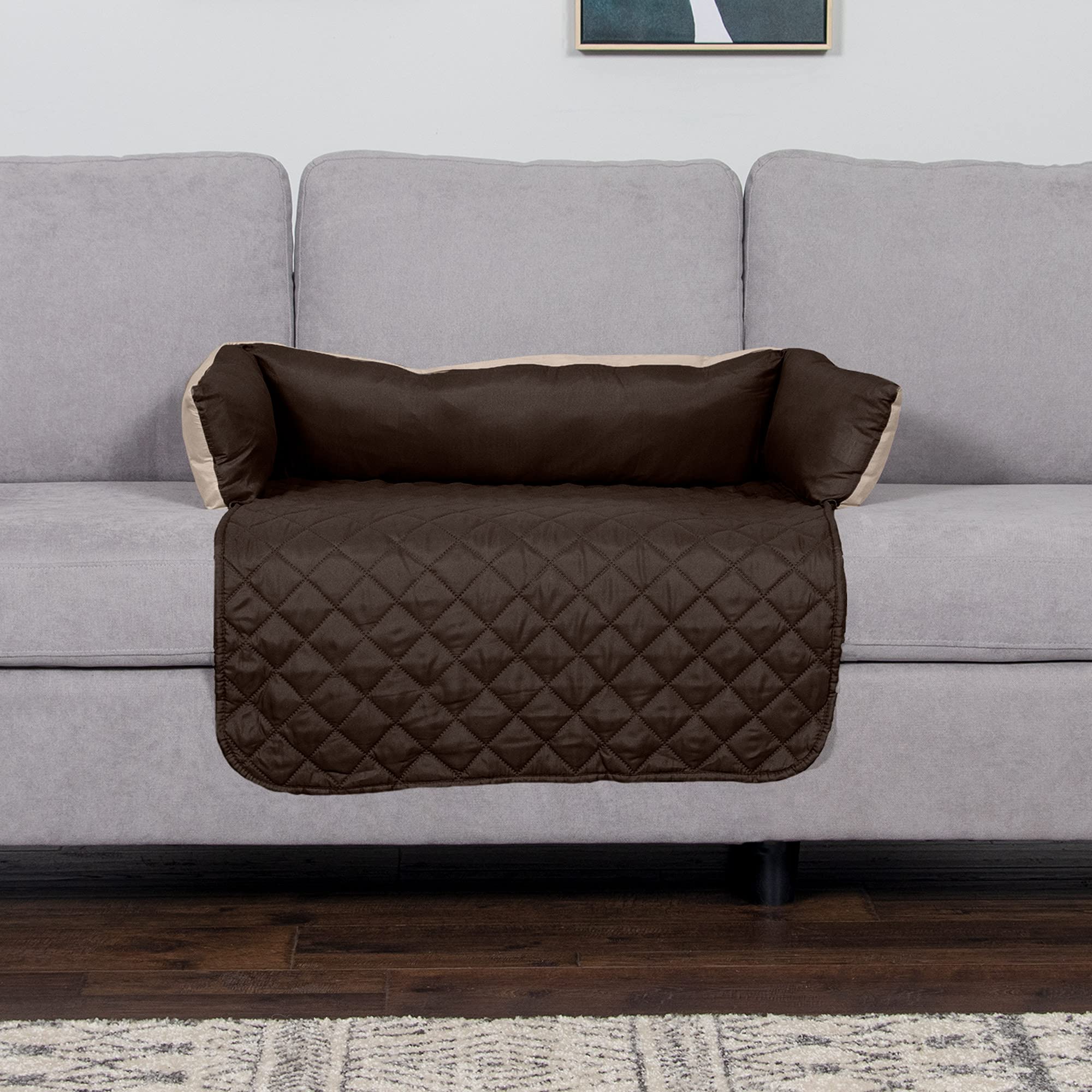 Furhaven Water-Resistant & Reversible 30' Wide Seat Cover Protector For Dogs & Cats, Perfect For Couches, Beds, & Car Seats - Sofa Buddy Bolster Seating Protector - Espresso/Clay, Medium