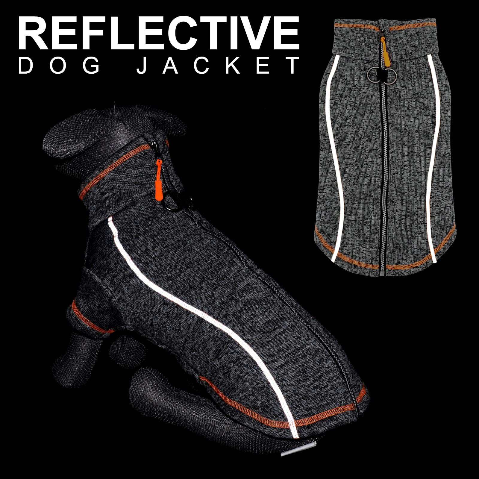 cyeollo Dog Coat Fleece Sweater Jacket Step in Reflective Dog Coats with D Ring Zipper Up Dog Sweaters for Small Dogs Grey